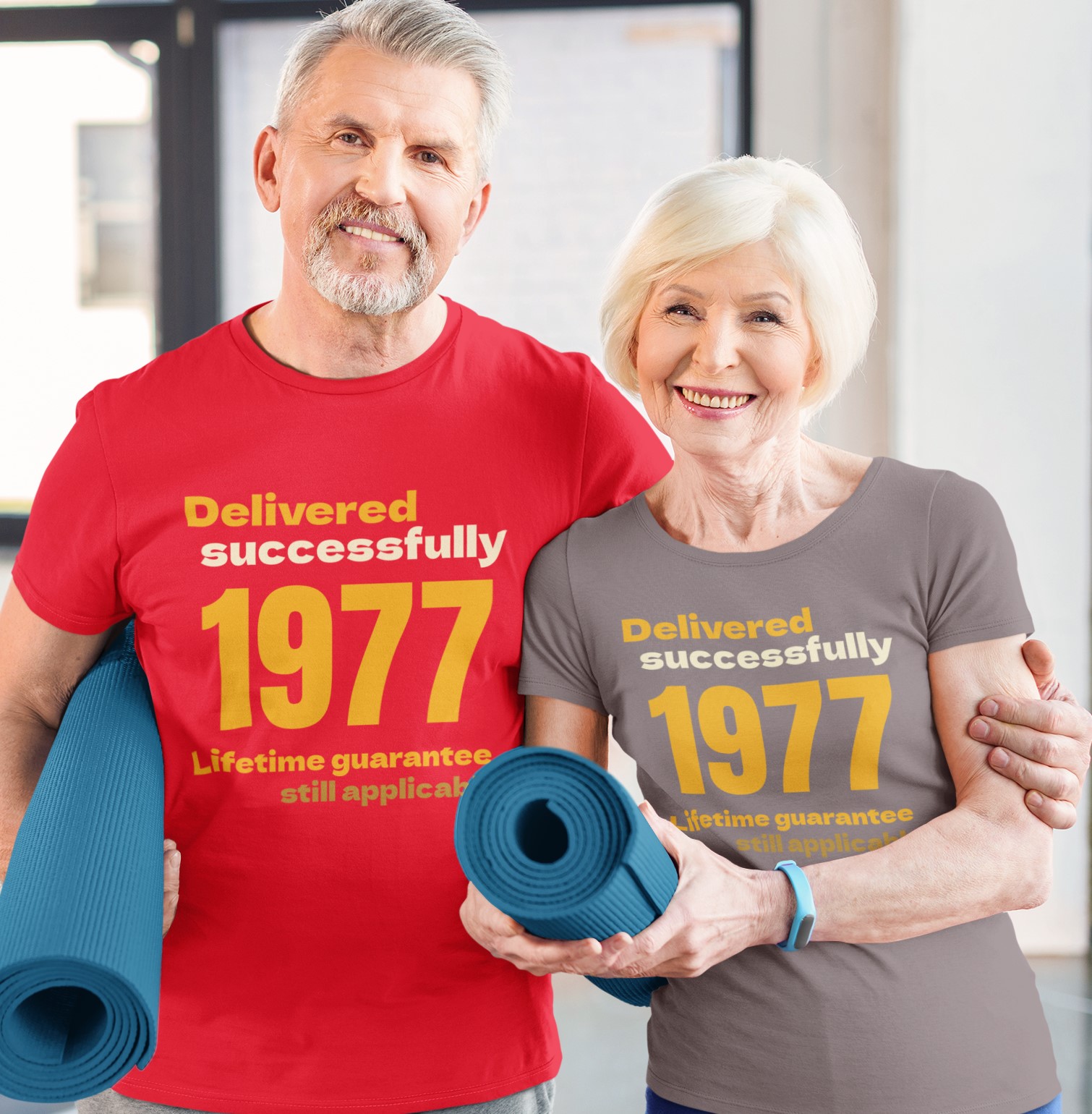 '1977 Delivered successfully, lifetime guarantee still applicable' T-Shirt for He and She
