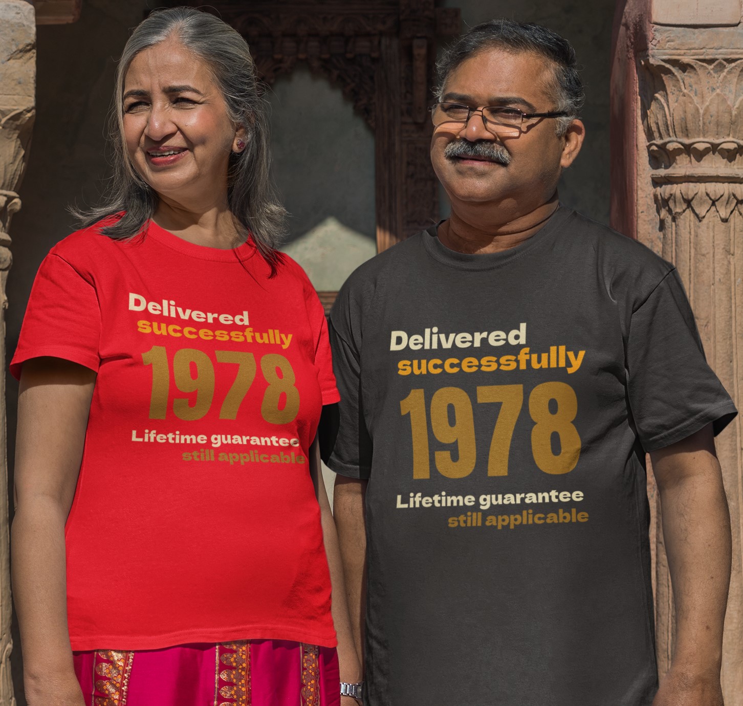 '1978 Delivered successfully, lifetime guarantee still applicable' T-Shirt for He and She 