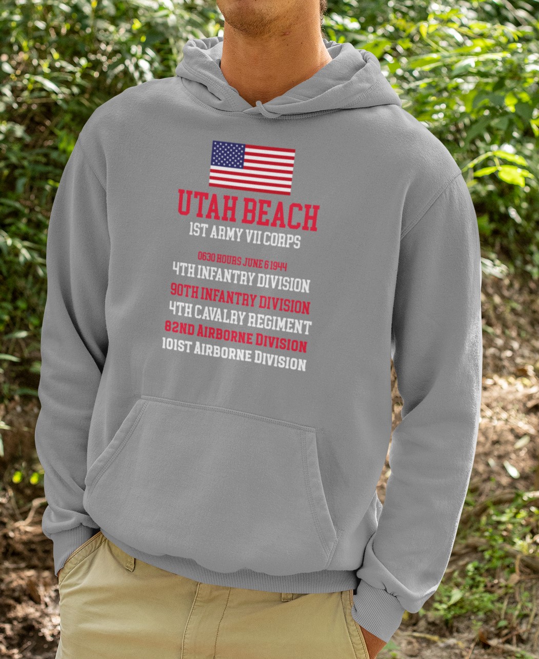 D-Day commemoration 'Utah Beach' Hoodie. Unique design printed on premium quality Hoodie. Original designs for original minds.