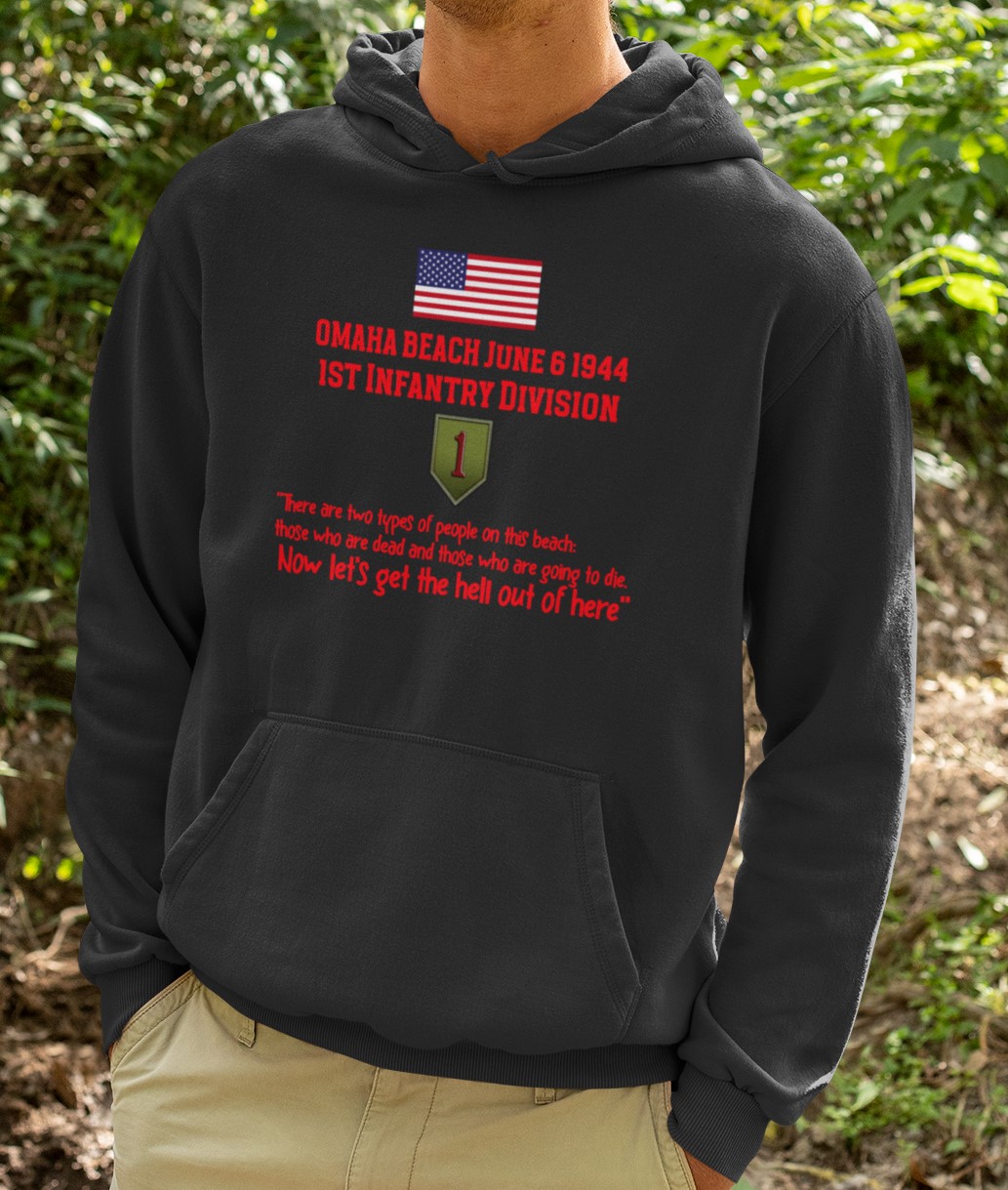 D-Day commemoration 'Omaha Beach' Hoodie. Unique designs printed on premium quality Hoodie. Original designs for original minds.
