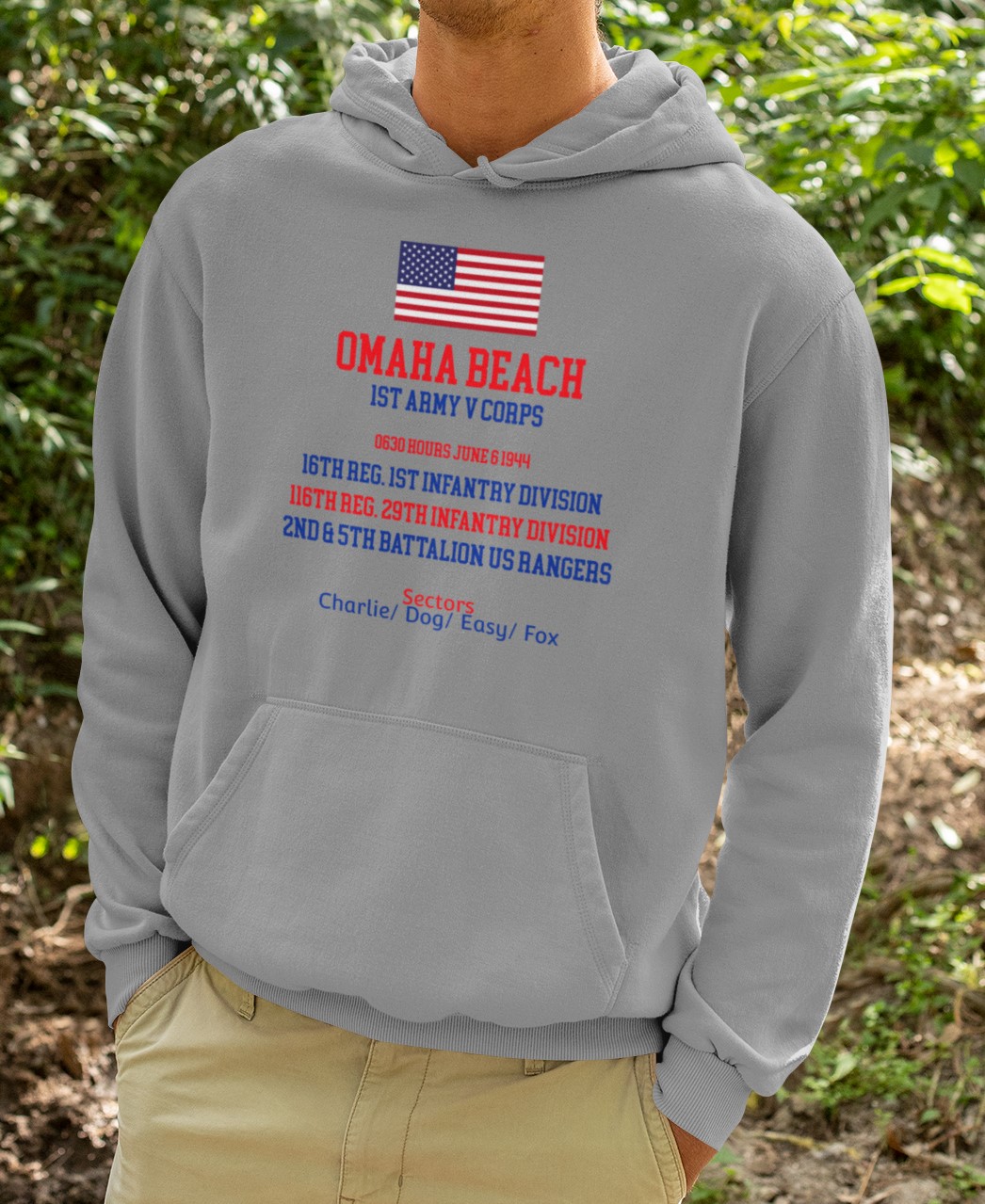 D-Day commemoration 'Omaha Beach' Hoodie. Unique designs printed on premium quality Hoodie. Original designs for original minds.