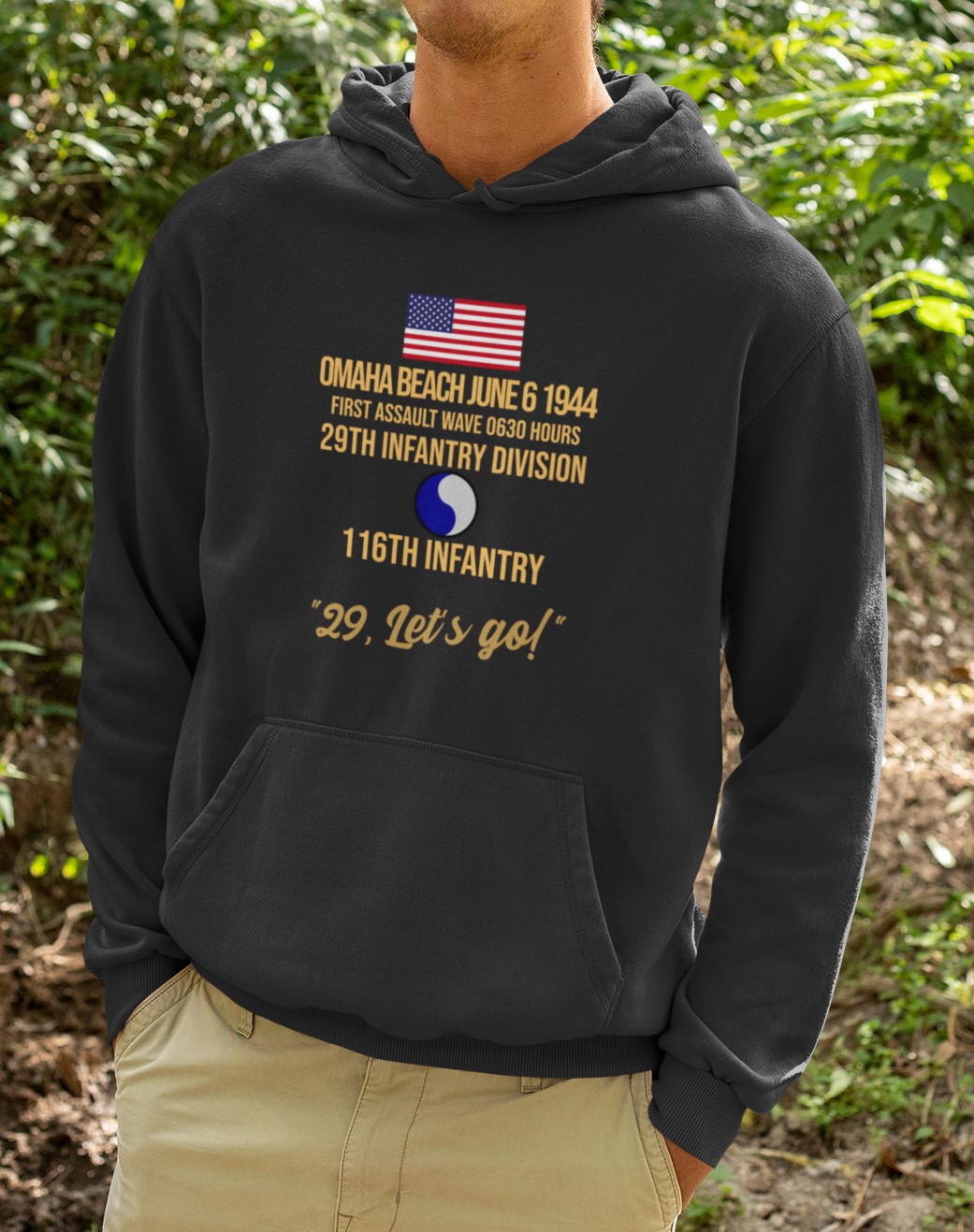 D-Day commemoration 'Omaha Beach' Hoodie. Unique designs printed on premium quality Hoodie. Original designs for original minds.