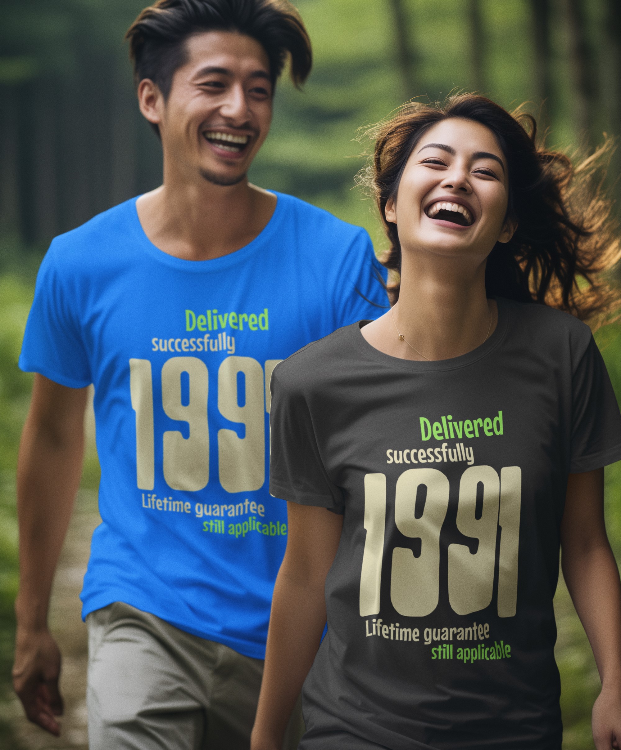 '1991 Delivered successfully, lifetime guarantee still applicable' T-Shirt for He or She. birthday gift idea. Original designs for original minds.
