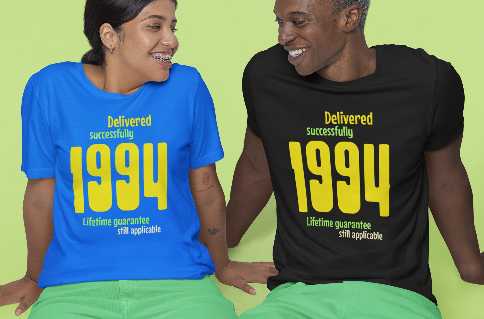 '1994 Delivered successfully, lifetime guarantee still applicable' T-Shirt for He or She. birthday gift idea. Original designs for original minds.