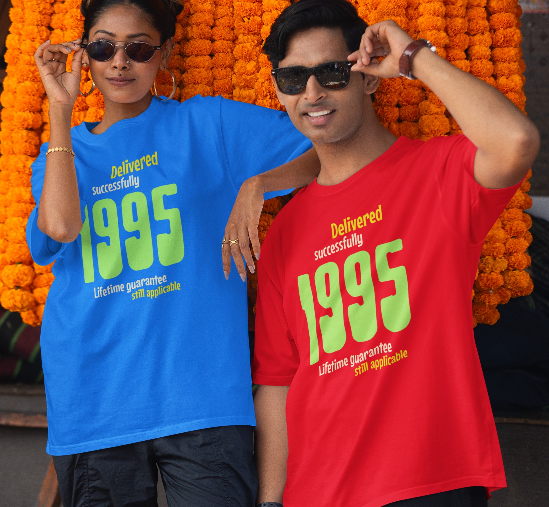'1995 Delivered successfully, lifetime guarantee still applicable' T-Shirt for He or She. birthday gift idea. Original designs for original minds.