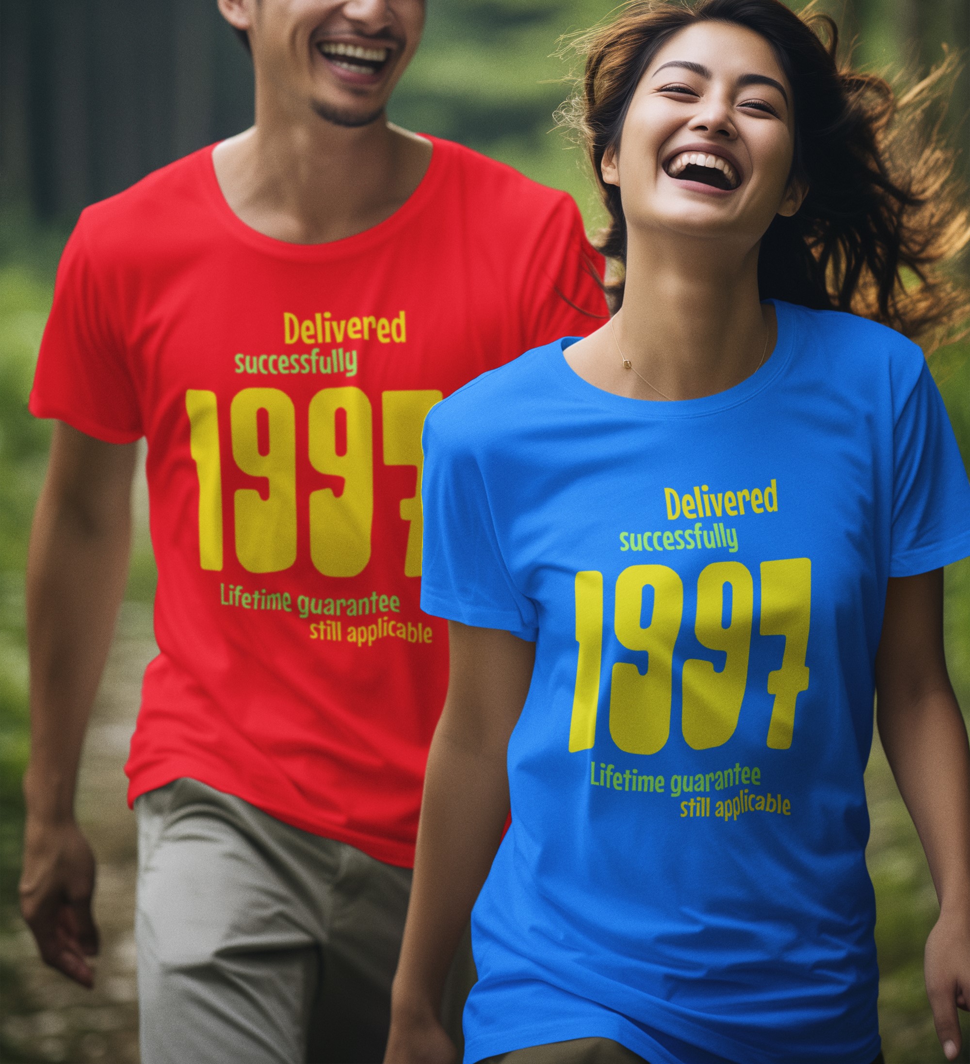 '1997 Delivered successfully, lifetime guarantee still applicable' T-Shirt for He or She. birthday gift idea. Original designs for original minds.