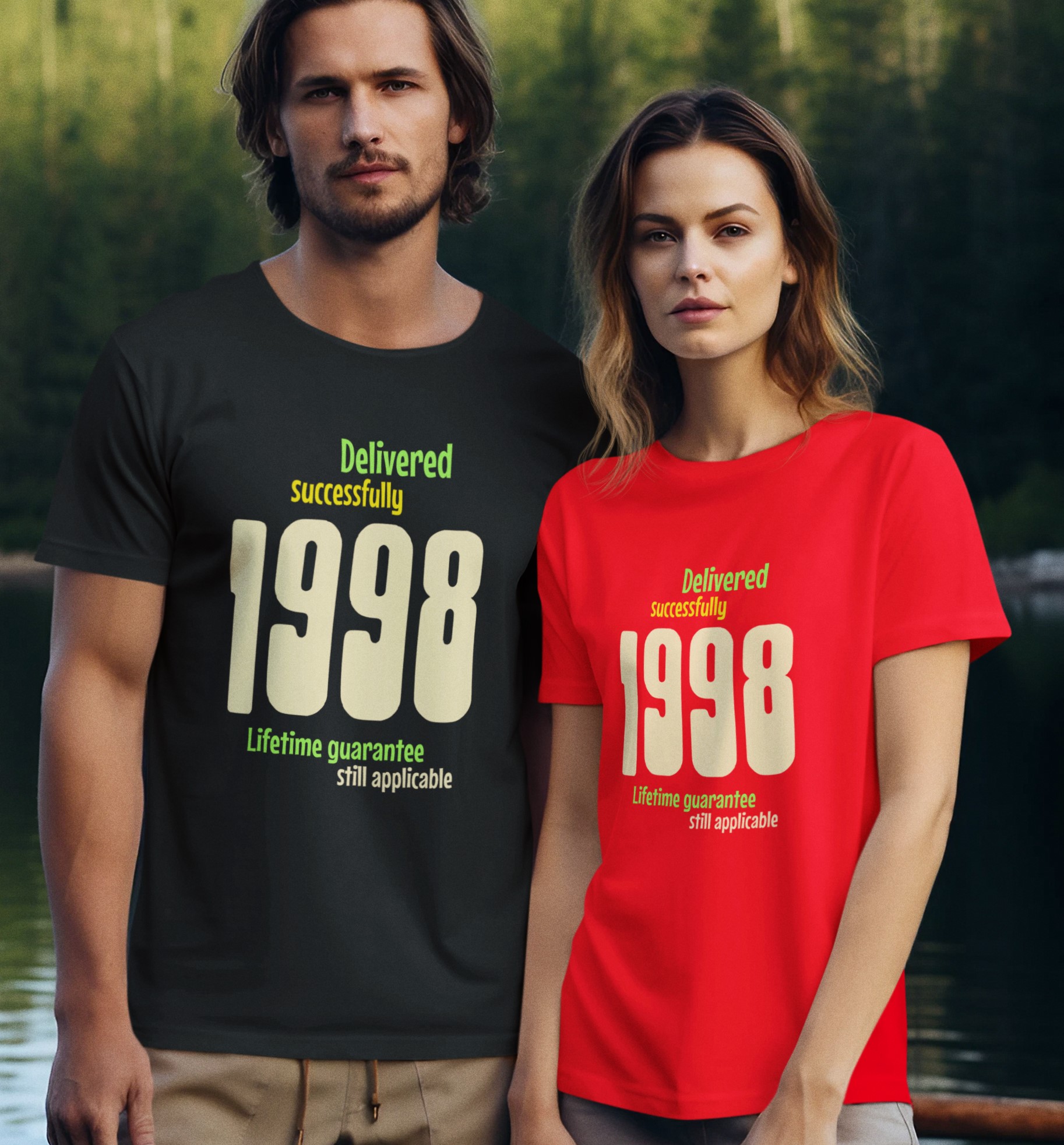 '1998 Delivered successfully, lifetime guarantee still applicable' T-Shirt for He or She. birthday gift idea. Original designs for original minds.