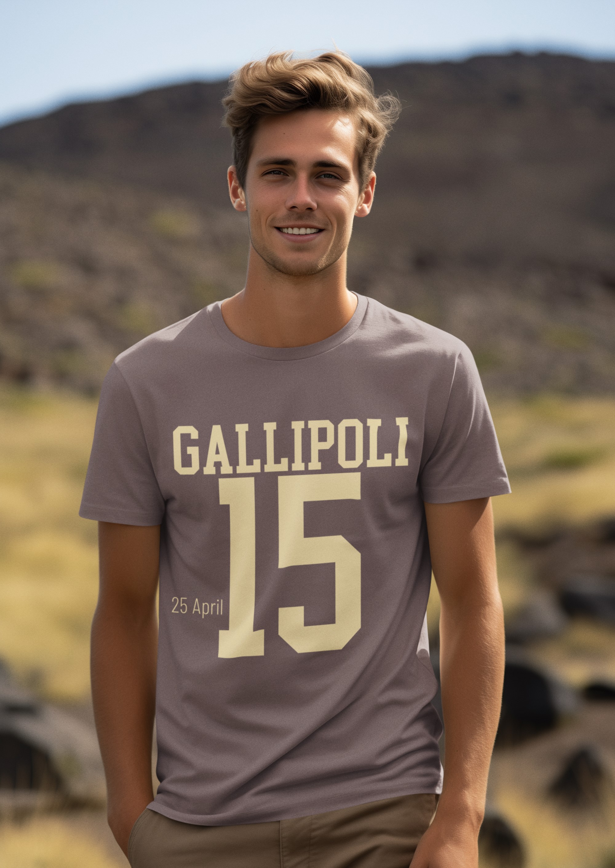 WW1 commemorative T-shirt featuring title date and year of battle. Gallipoli 25 April 1915. Original designs for original minds.