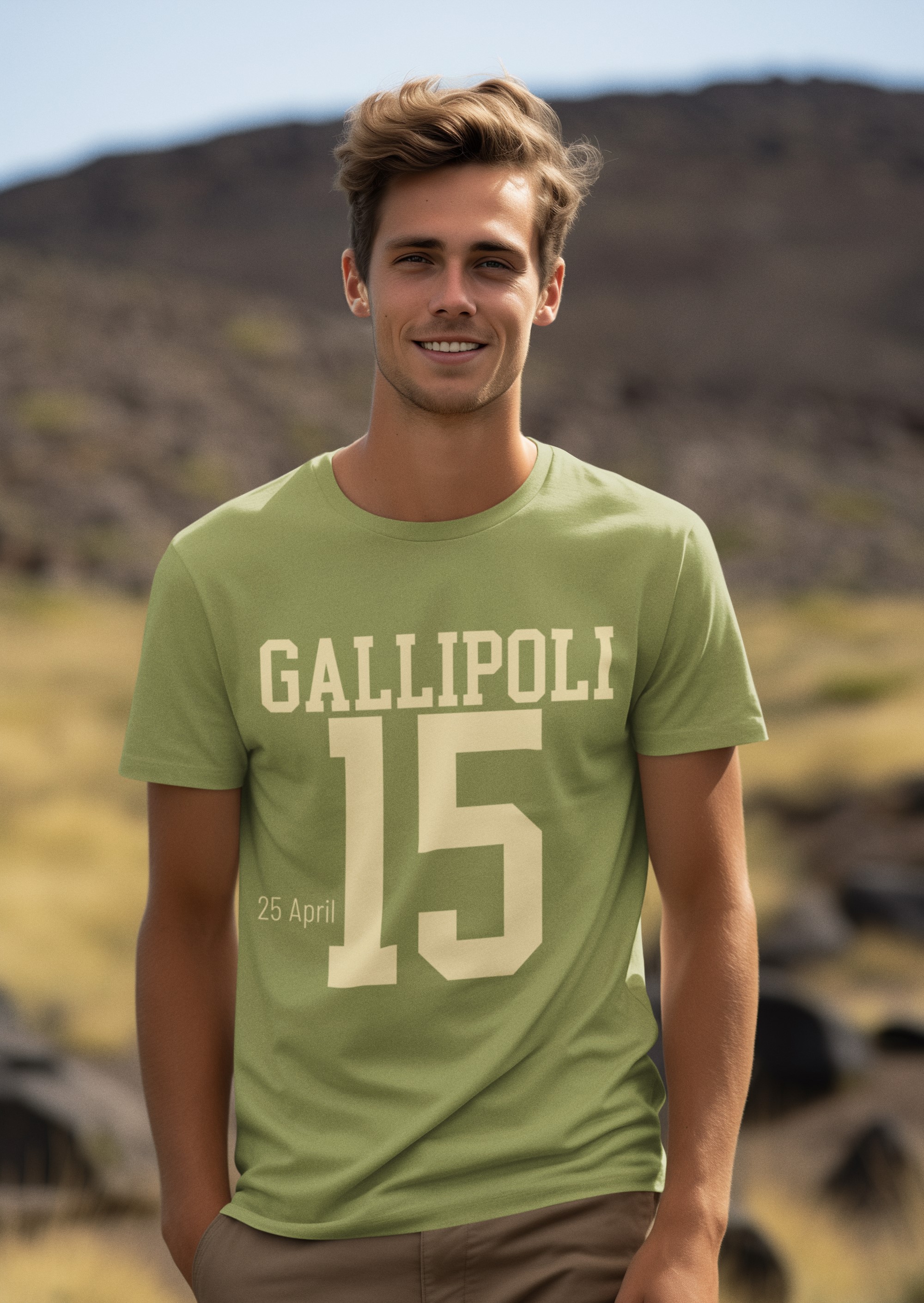 WW1 commemorative T-shirt featuring title date and year of battle. Gallipoli 25 April 1915. Original designs for original minds.