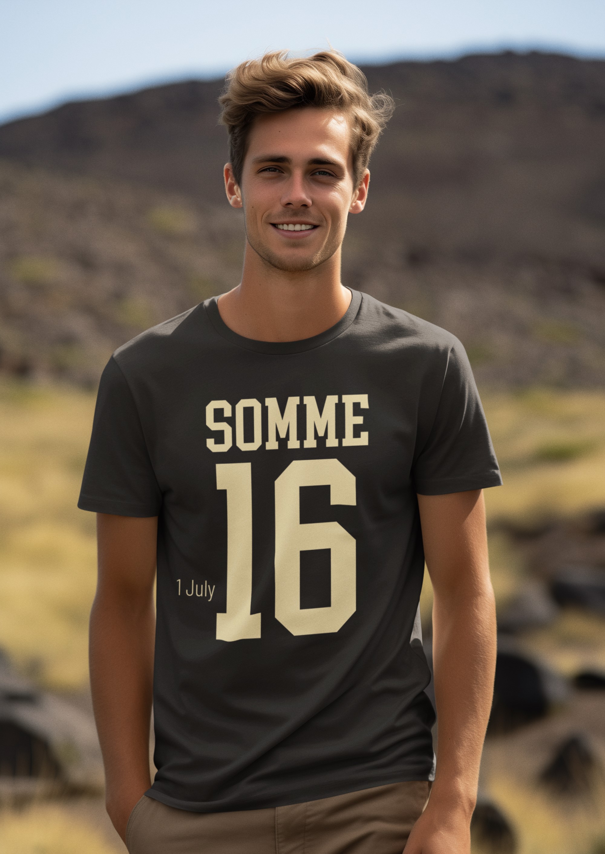 WW1 commemorative T-shirt featuring title date and year of battle. Somme 1 July 1916. Original designs for original minds.