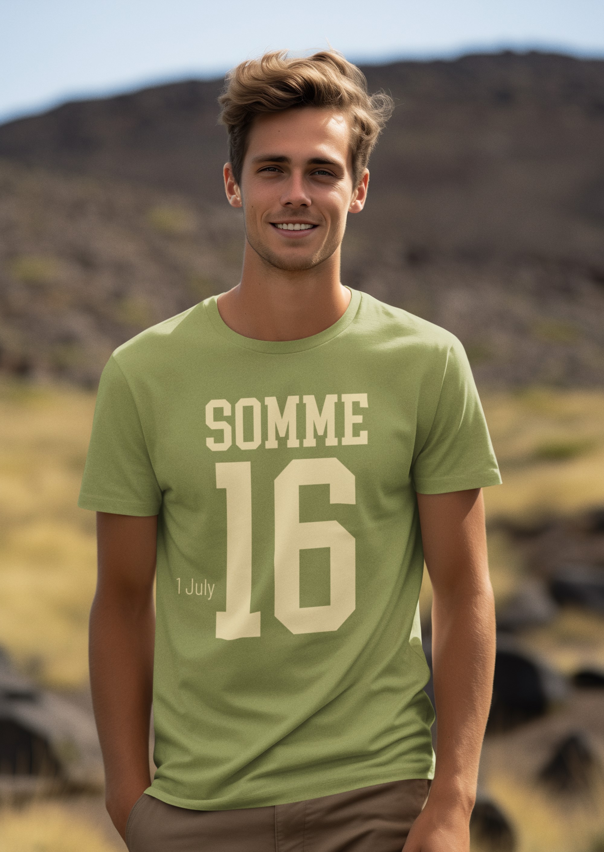 WW1 commemorative T-shirt featuring title date and year of battle. Somme 1 July 1916. Original designs for original minds.