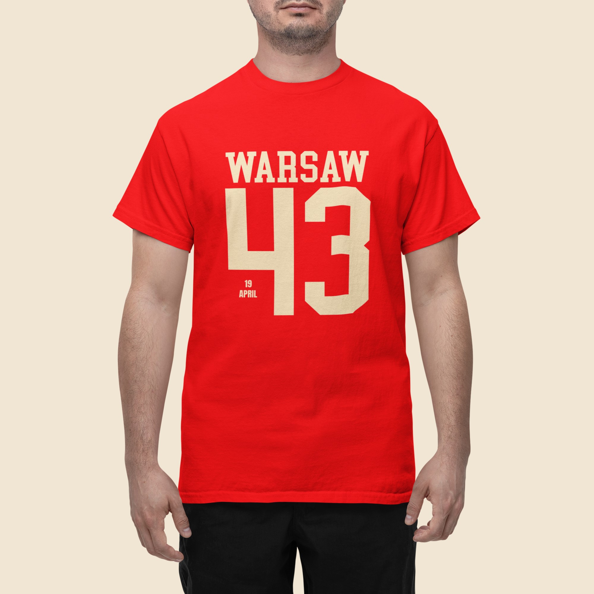 WW2 Military Events and Battles T-Shirts showing date and year. Warsaw 19 April 1943. Original designs for original minds.