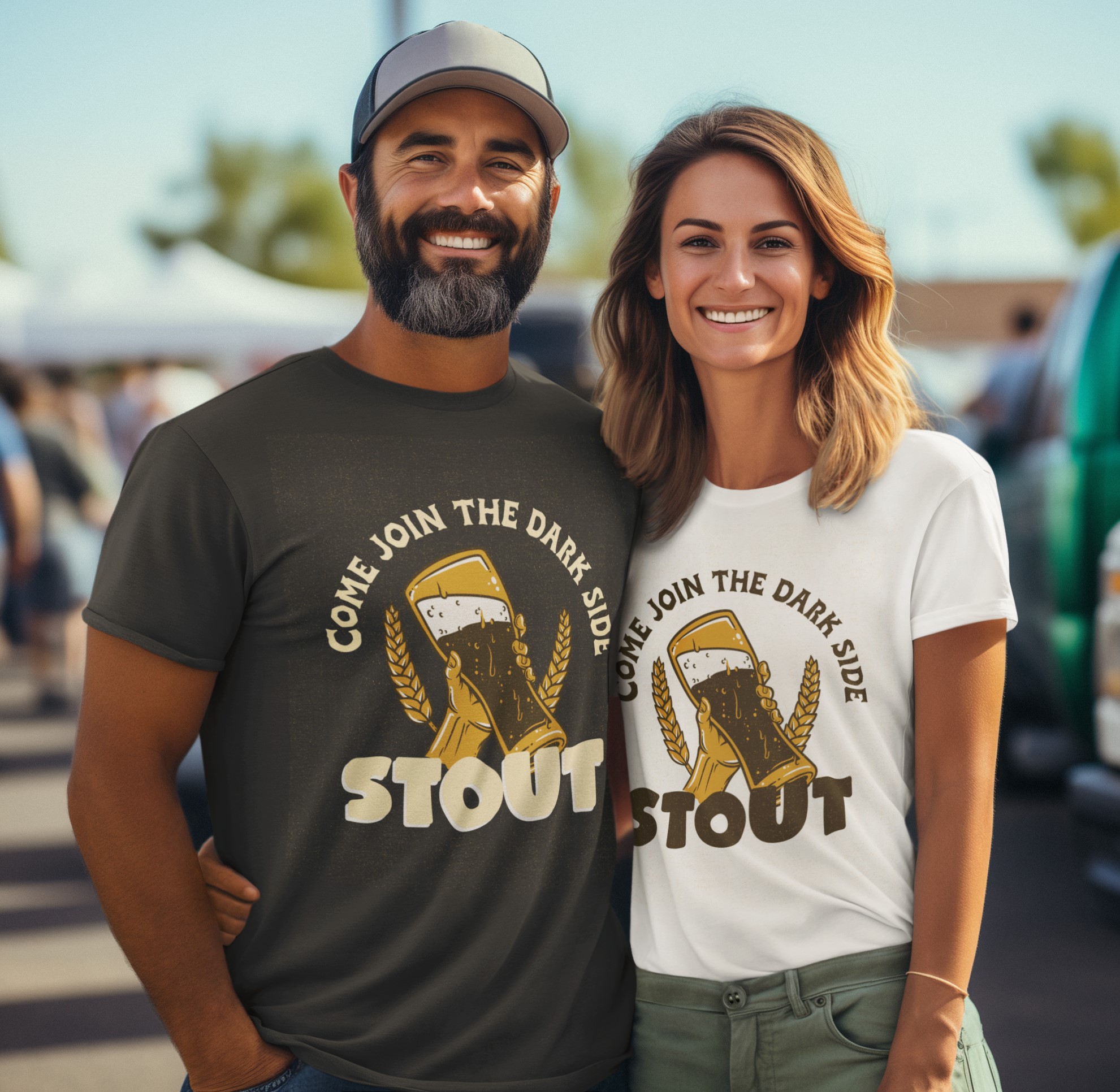 Stout drinkers 'Come join the dark side' T-Shirt. Fun gift idea. Original designs for original minds.