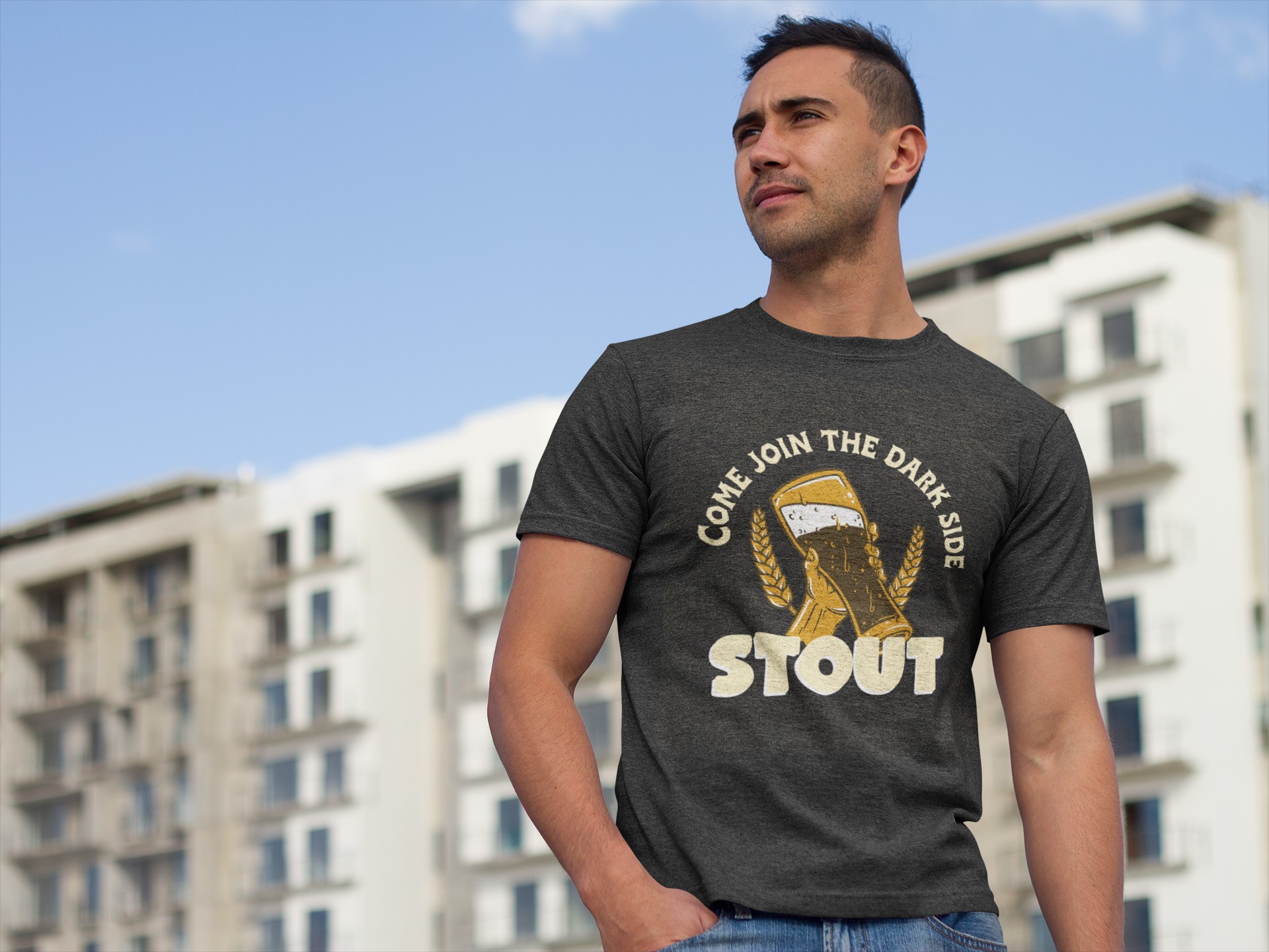 Stout drinkers 'Come join the dark side' T-Shirt. Fun gift idea. Original designs for original minds.