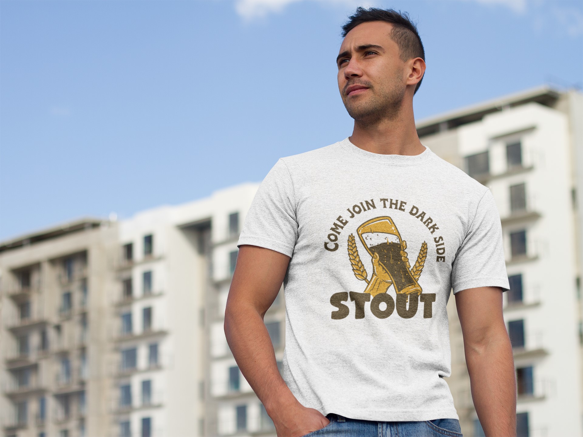 Stout drinkers 'Come join the dark side' T-Shirt. Fun gift idea. Original designs for original minds.