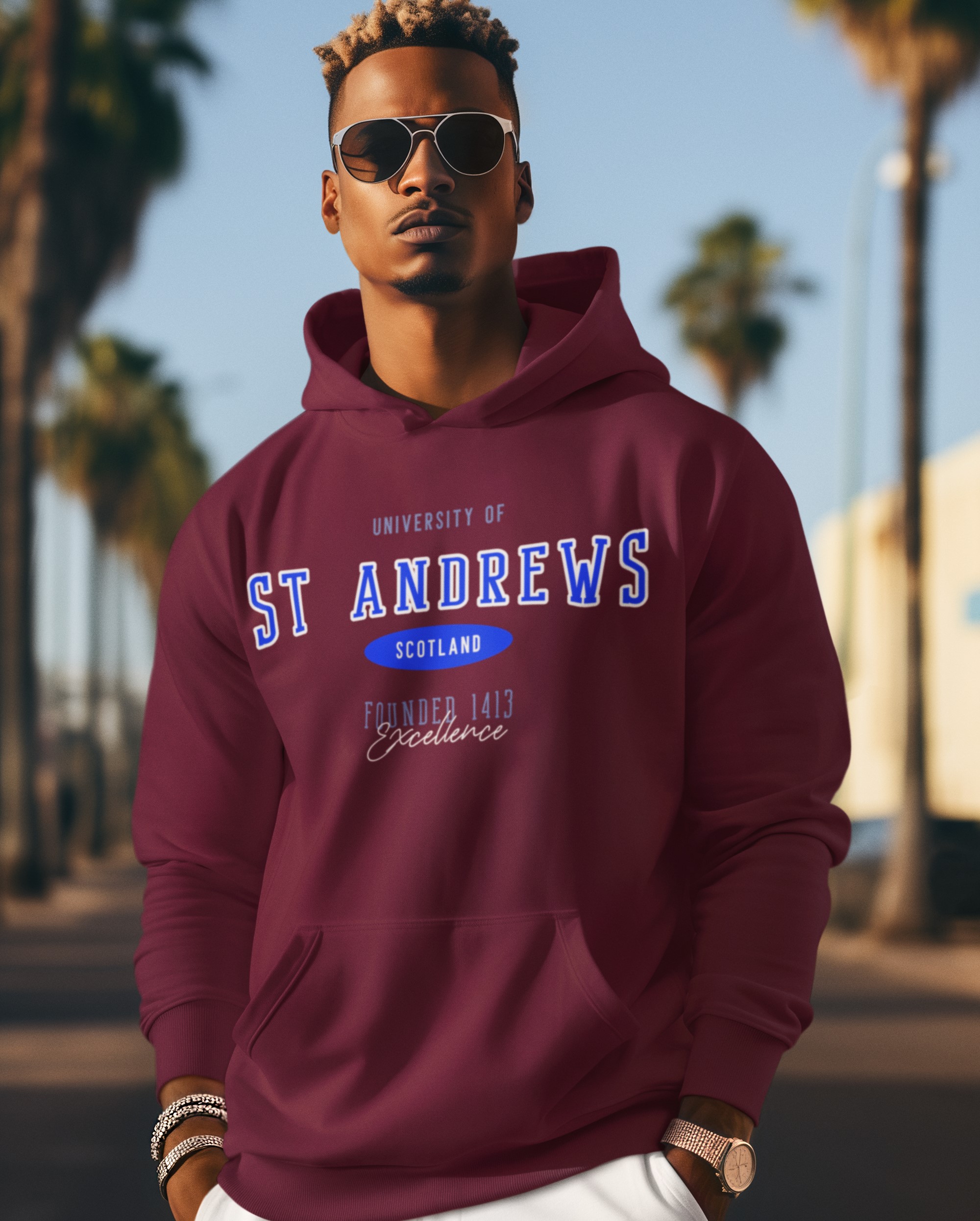 St Andrews University Hoodie. College tops, University tops. Original designs for original minds.