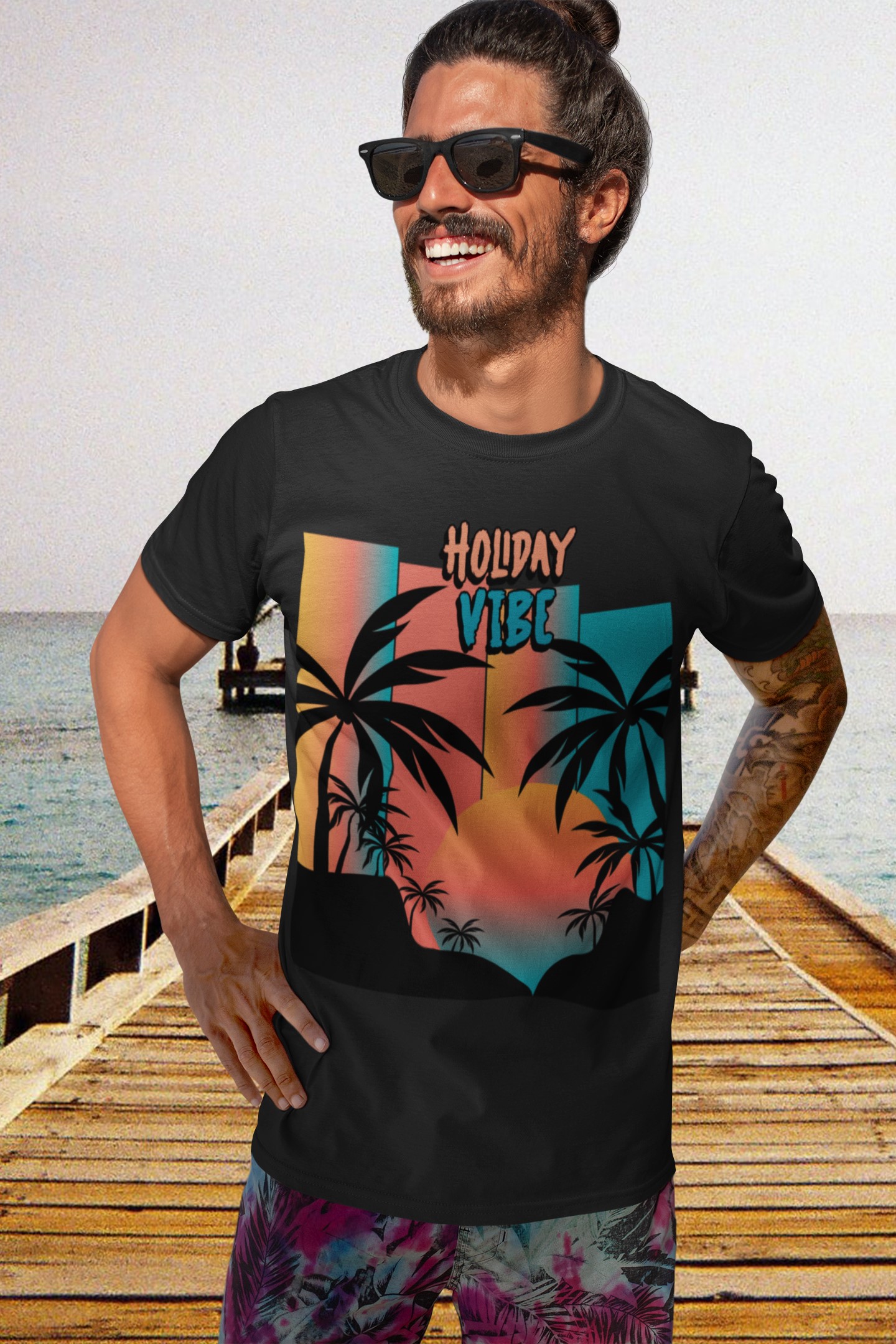 Holiday Vibe summer T-shirt. Beach wear, casual wear. Original designs for original minds.
