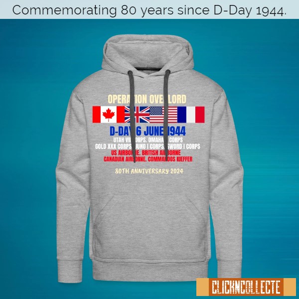 D-Day Operation Overlord Hoodie. Utah, Omaha, Gold, Juno & Sword beaches. 80th anniversary. Original designs for original minds.