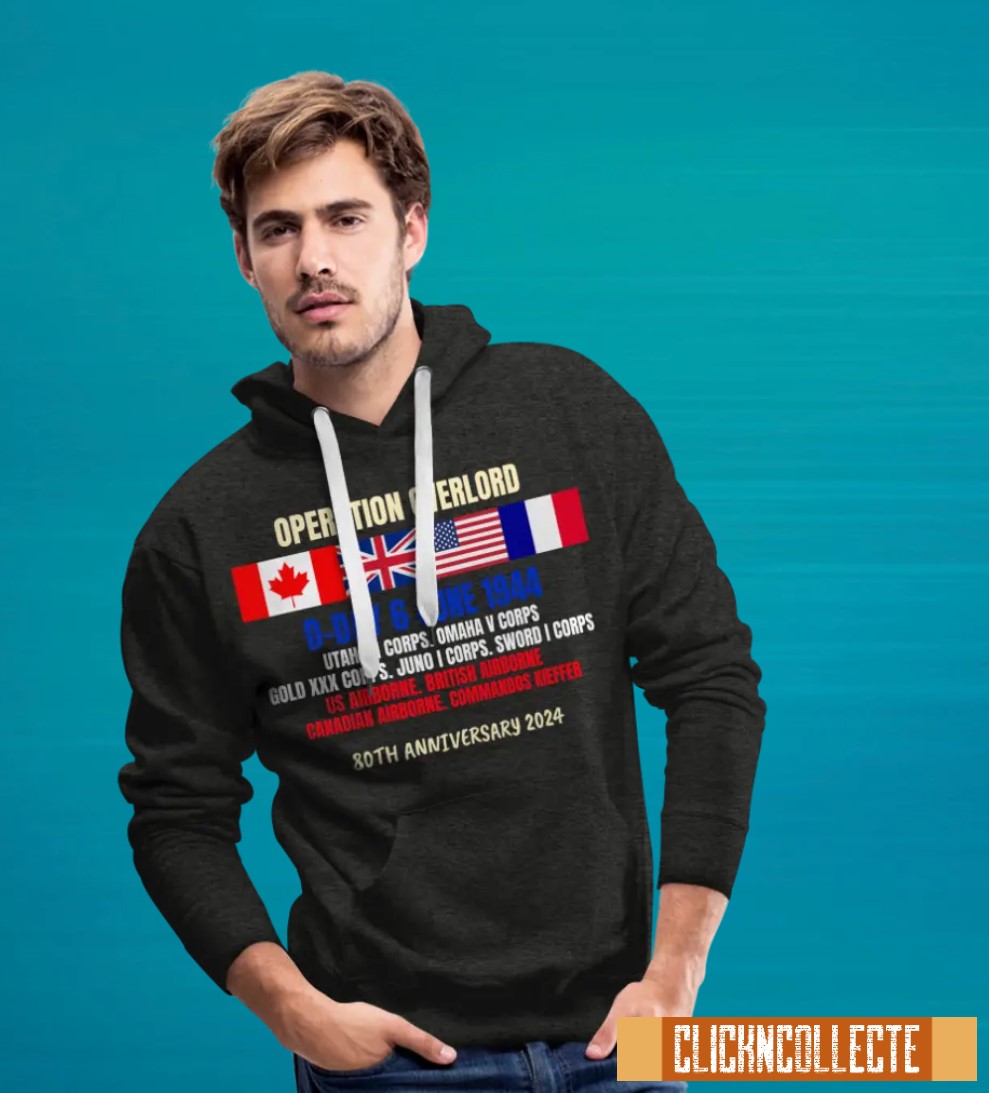 D-Day Operation Overlord Hoodie. Utah, Omaha, Gold, Juno & Sword beaches. 80th anniversary. Original designs for original minds.