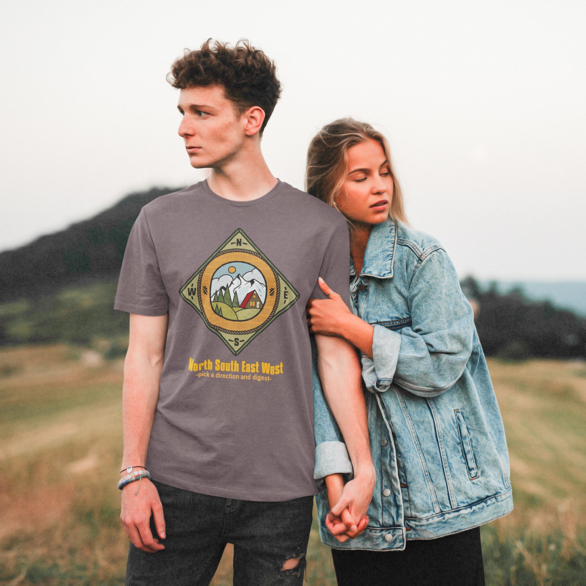 North South East West Patch style design T-Shirt. Get outdoors. Original designs for original minds.