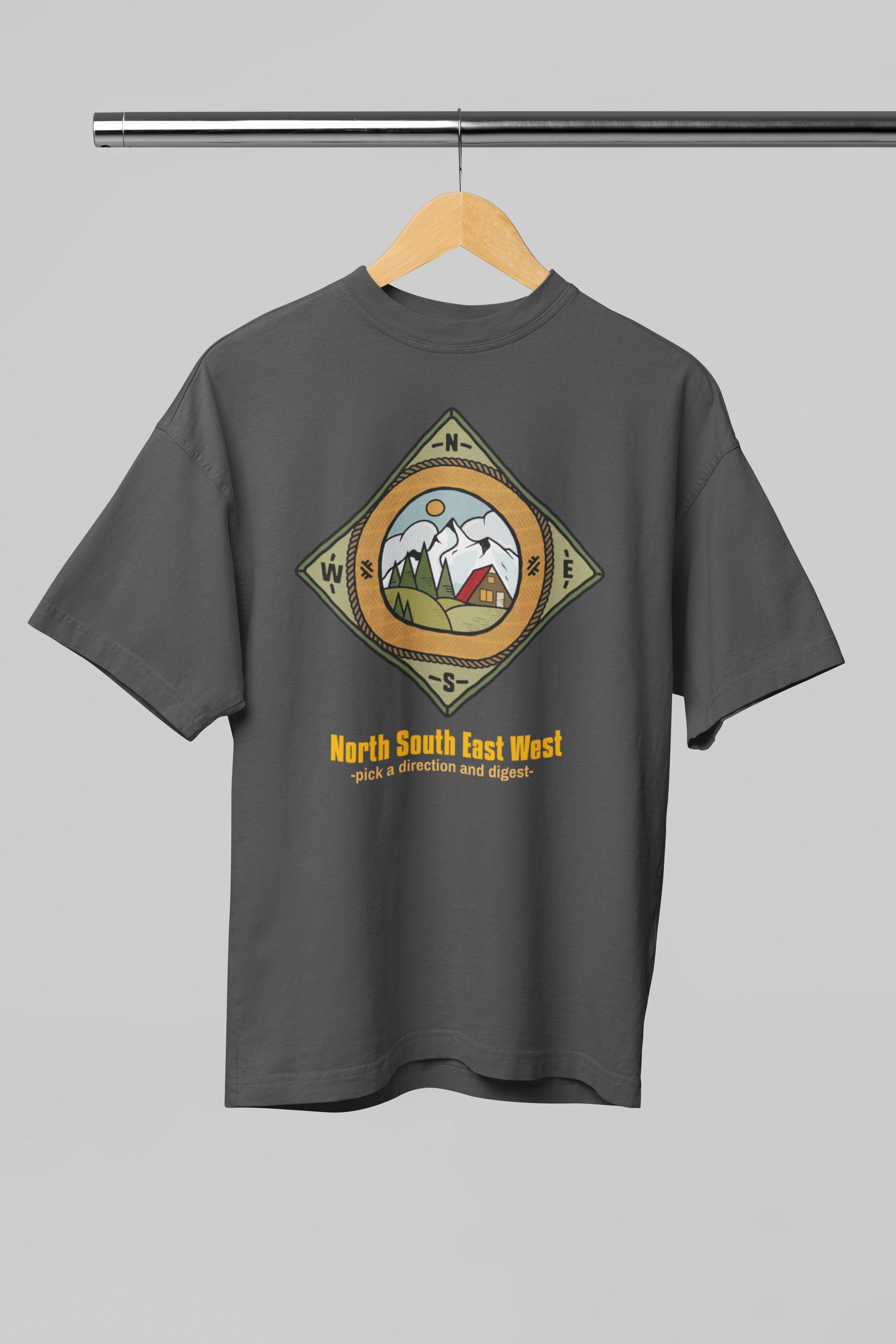 North South East West Patch style design T-Shirt. Get outdoors. Original designs for original minds.