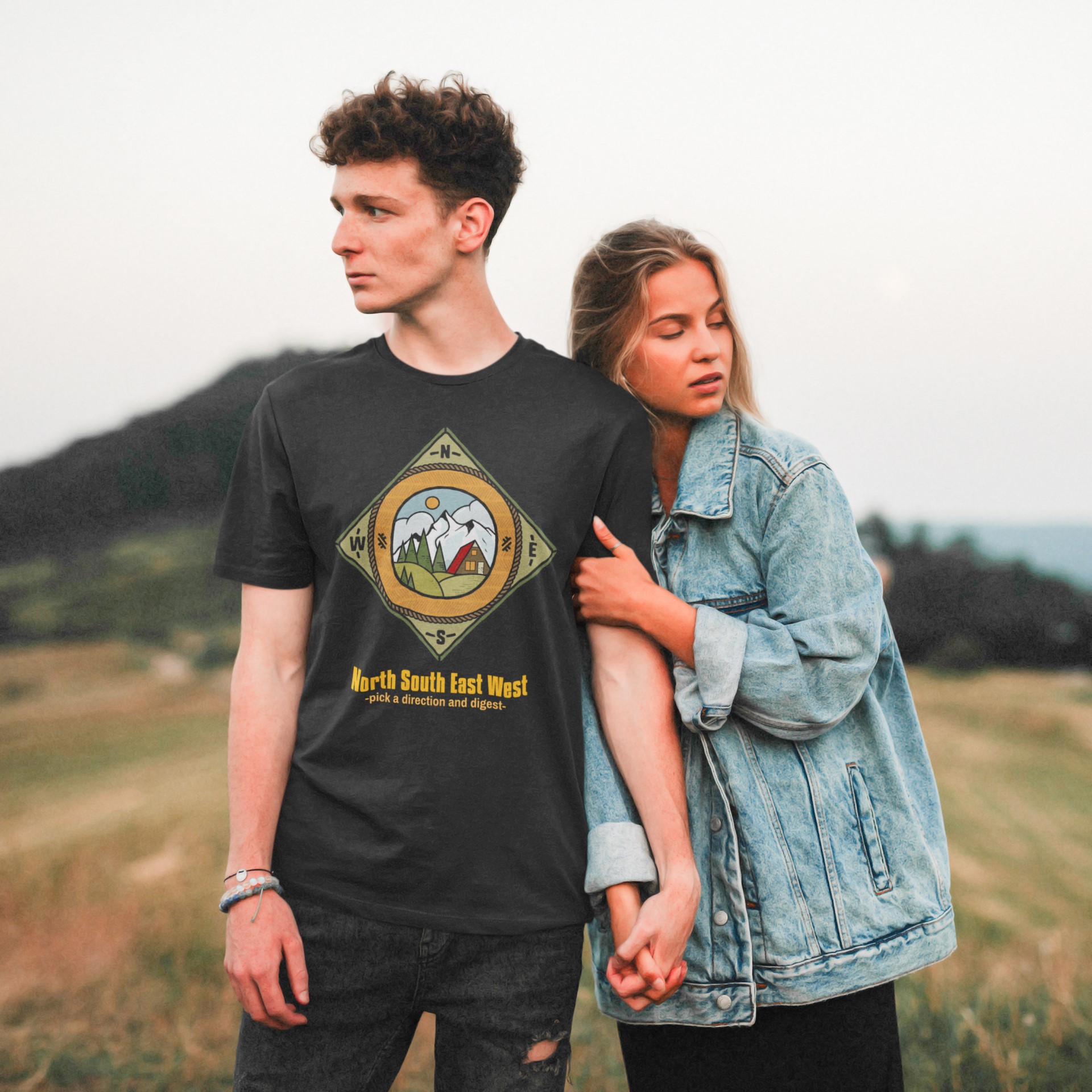 North South East West Patch style design T-Shirt. Get outdoors. Original designs for original minds.