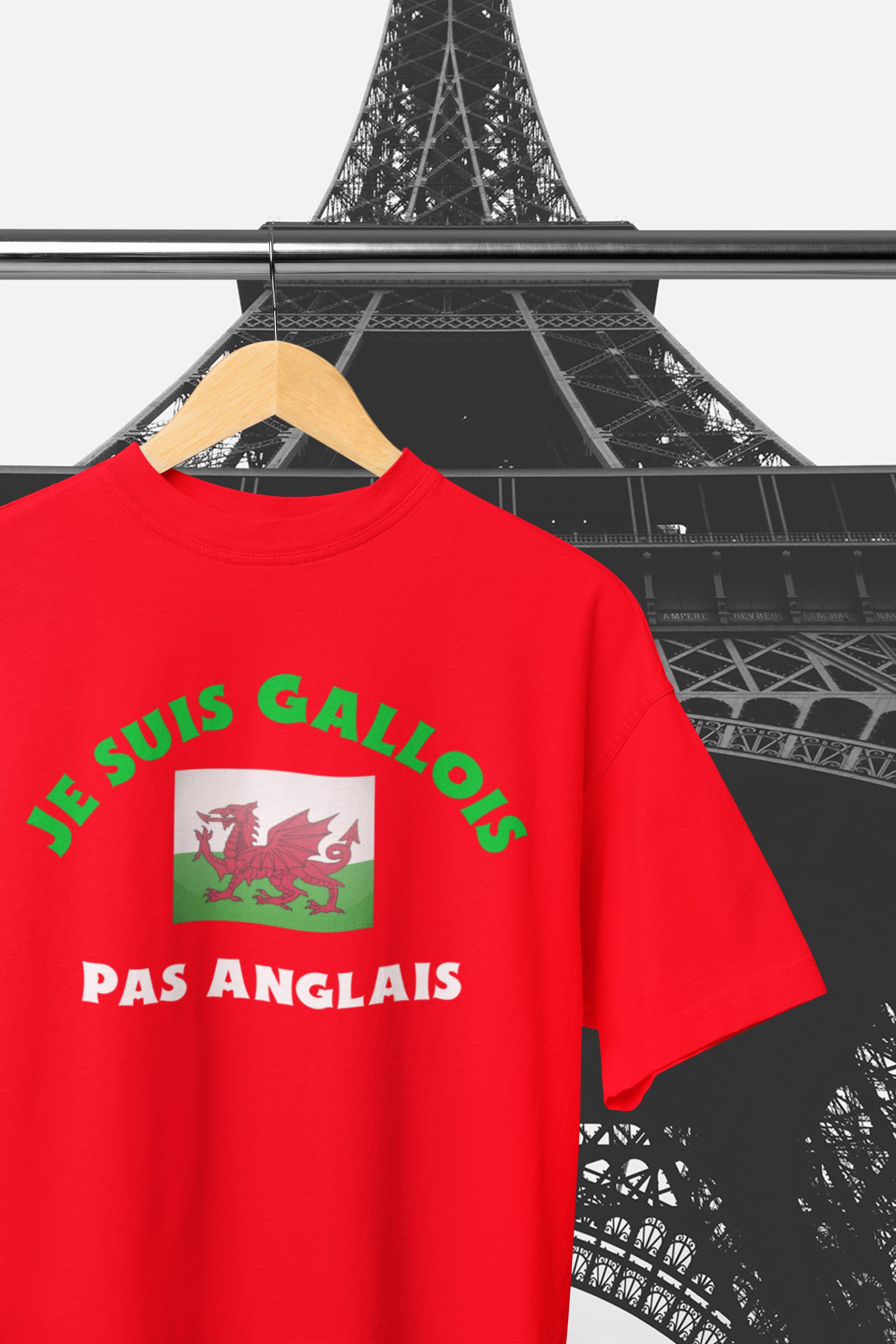 I'm Welsh not English T-Shirt. Fun, helpful aid in France or French speaking countries. Original designs for original minds.
