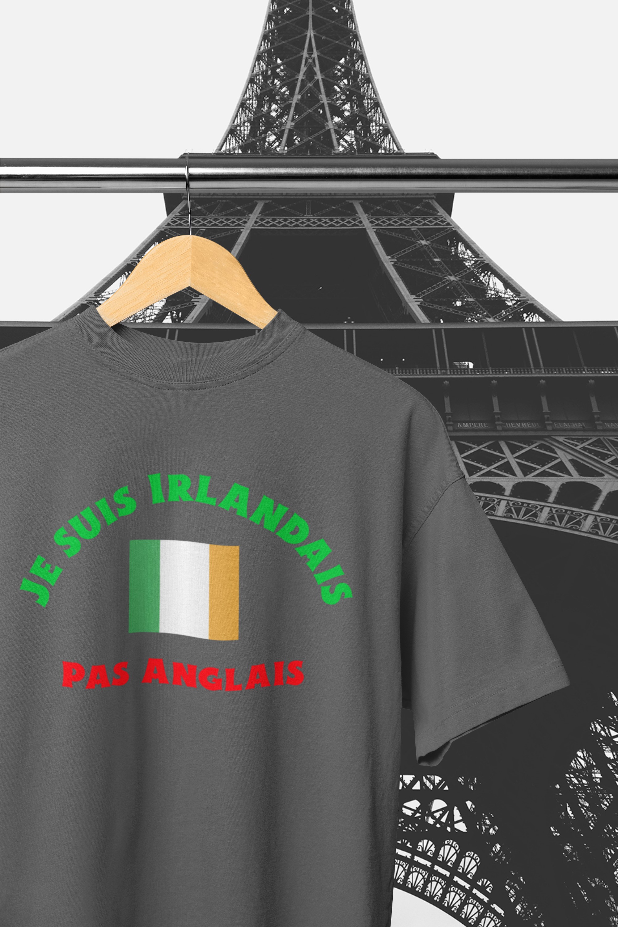 I'm Irish not English T-Shirt. Fun, helpful aid whilst in France or a French speaking country. Original designs for original minds.