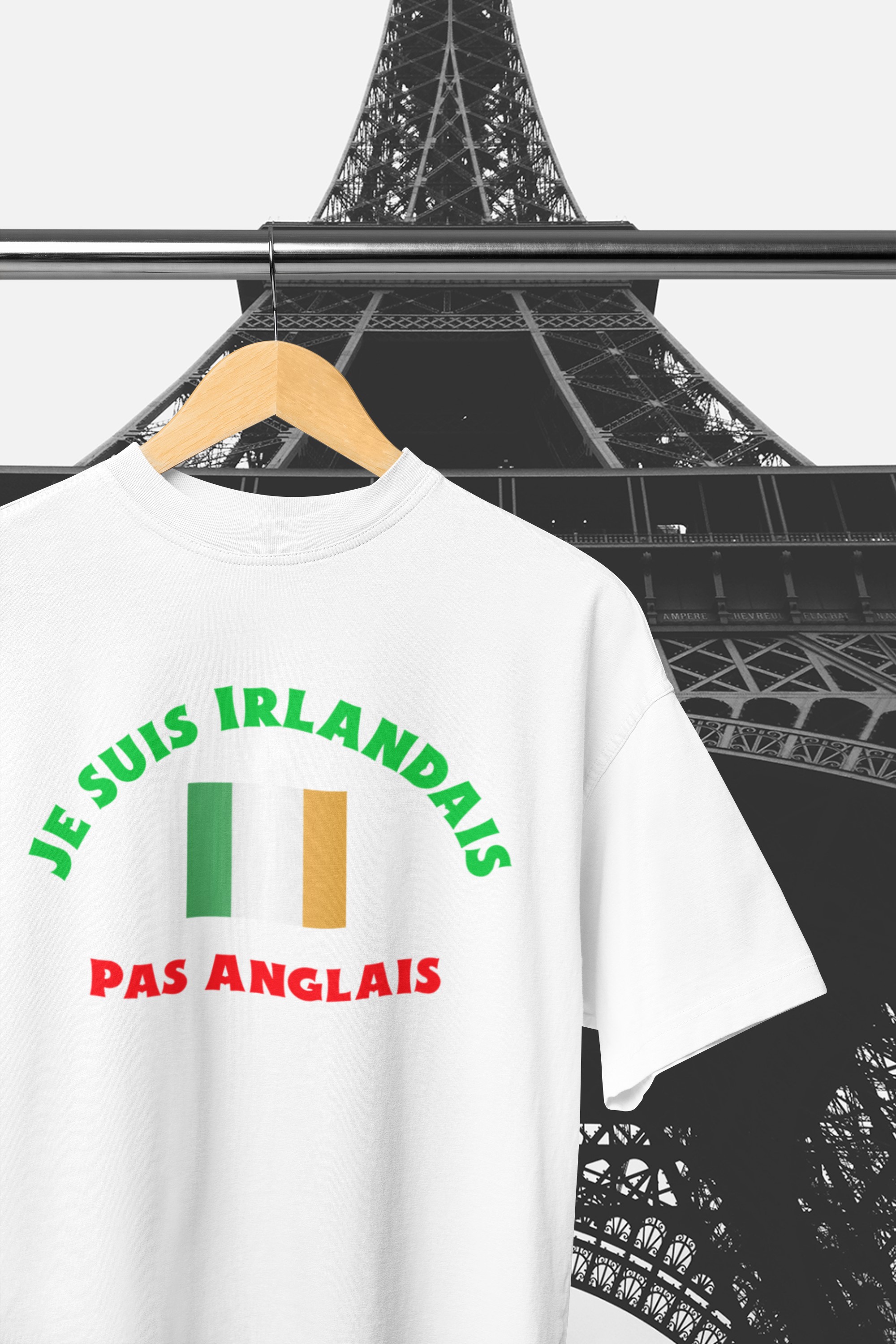 I'm Irish not English T-Shirt. Fun, helpful aid whilst in France or a French speaking country. Original designs for original minds.