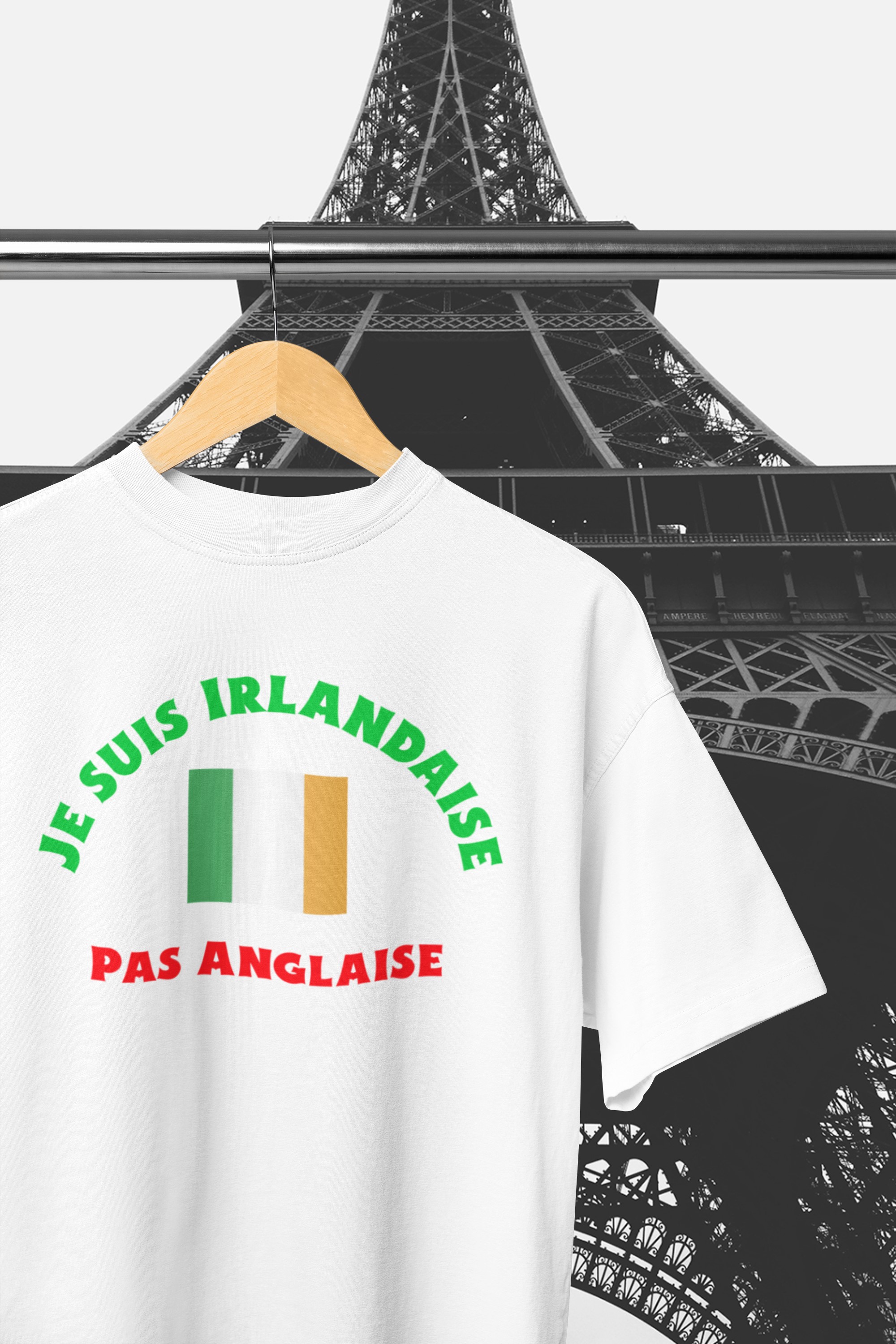 I'm Irish not English T-Shirt. Fun, helpful aid whilst in France or a French speaking country. Original designs for original minds.