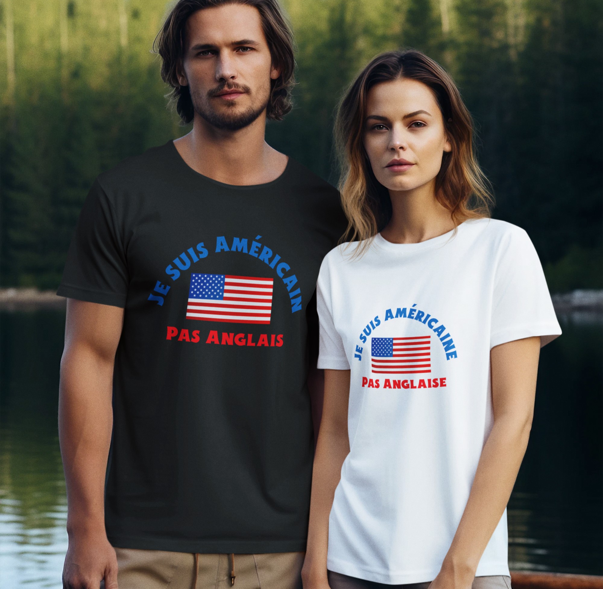 I'm American not English T-Shirt. Fun, helpful aid whilst in France or in a French speaking country.