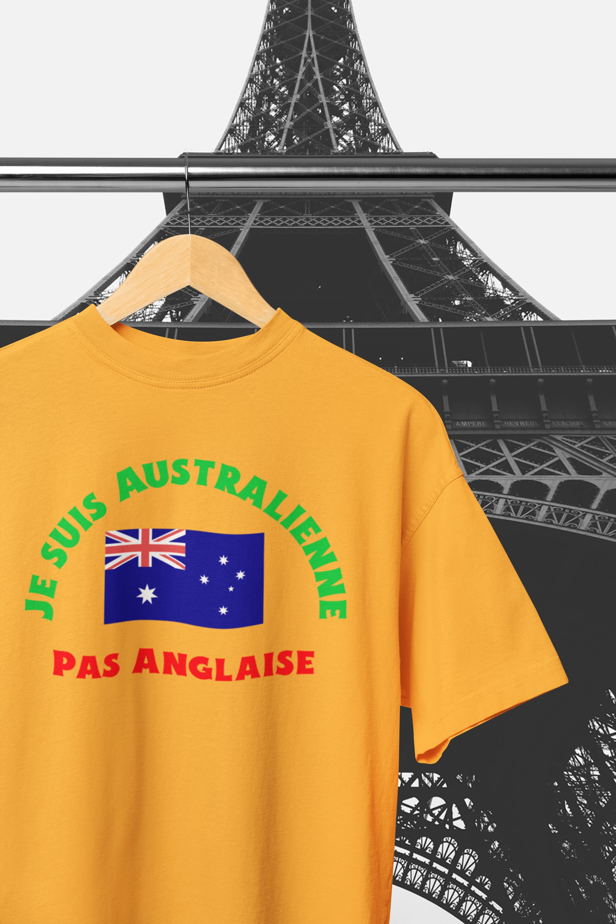 I'm Australian not English T-Shirt. Fun, helpful aid whilst in France or a French speaking country.