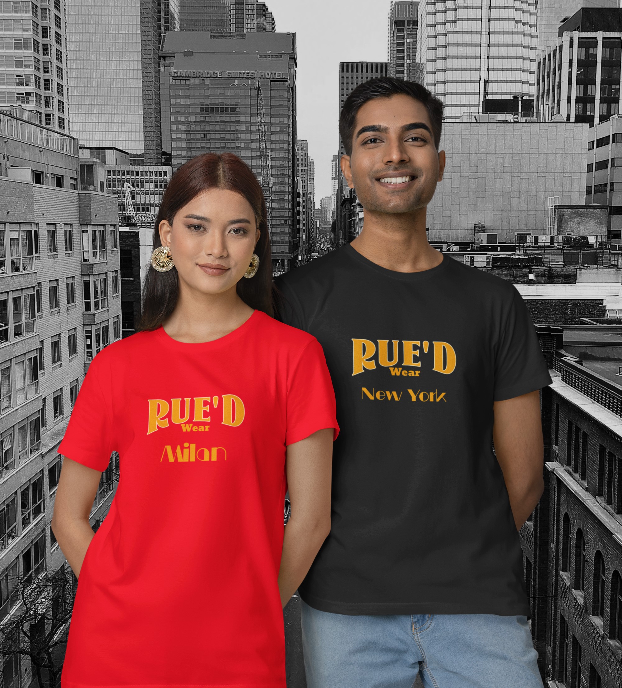  'Rue'd Wear' Milan T-Shirt. Unique streetwear. Original designs for original minds.  Rue is the French word for street and here we have created a range dedicated to the street. 
