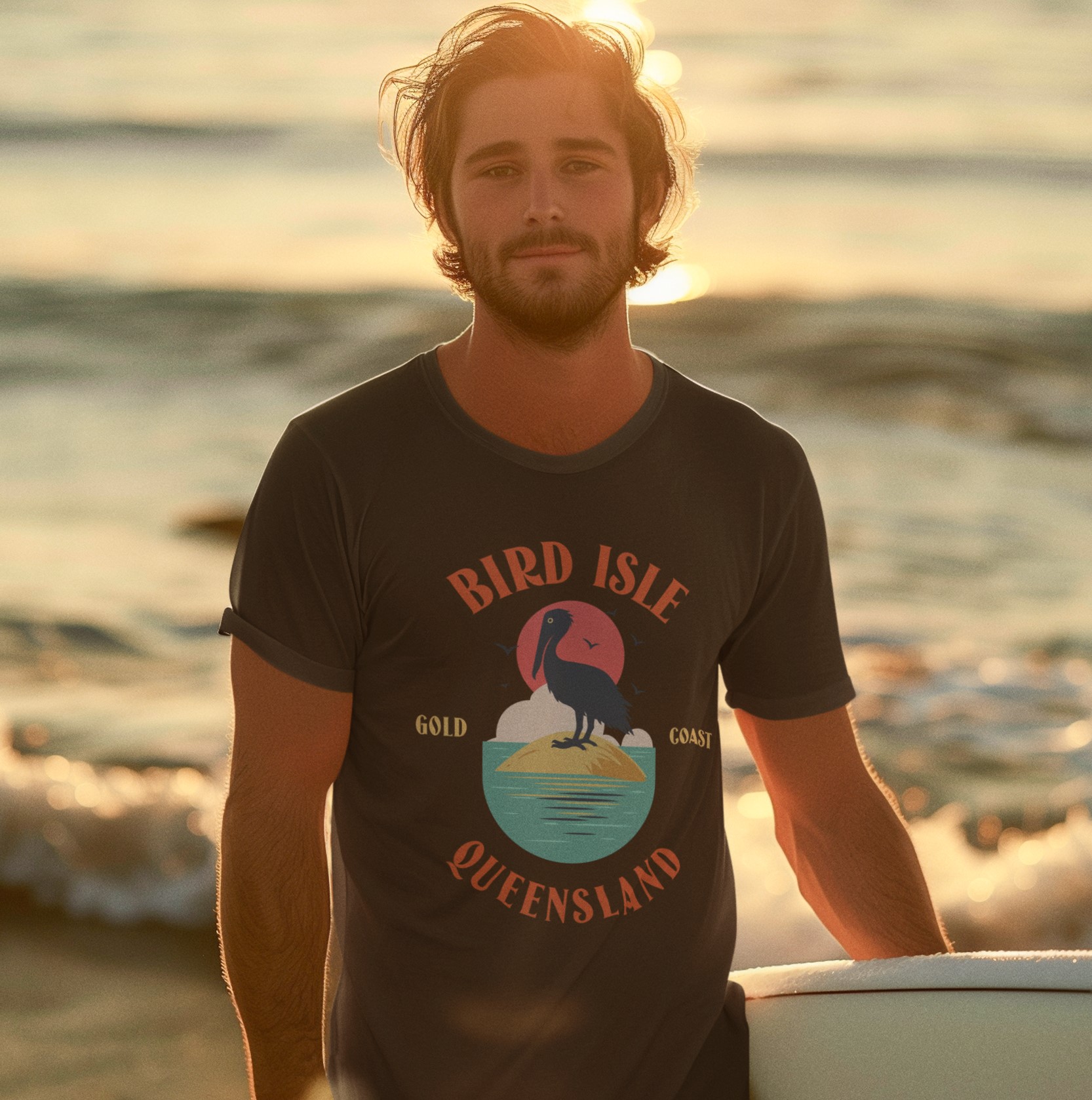 'Bird Isle Queensland' Holiday Vacation T-Shirt. Style at the Beach or at the Bar. Original designs for original minds.