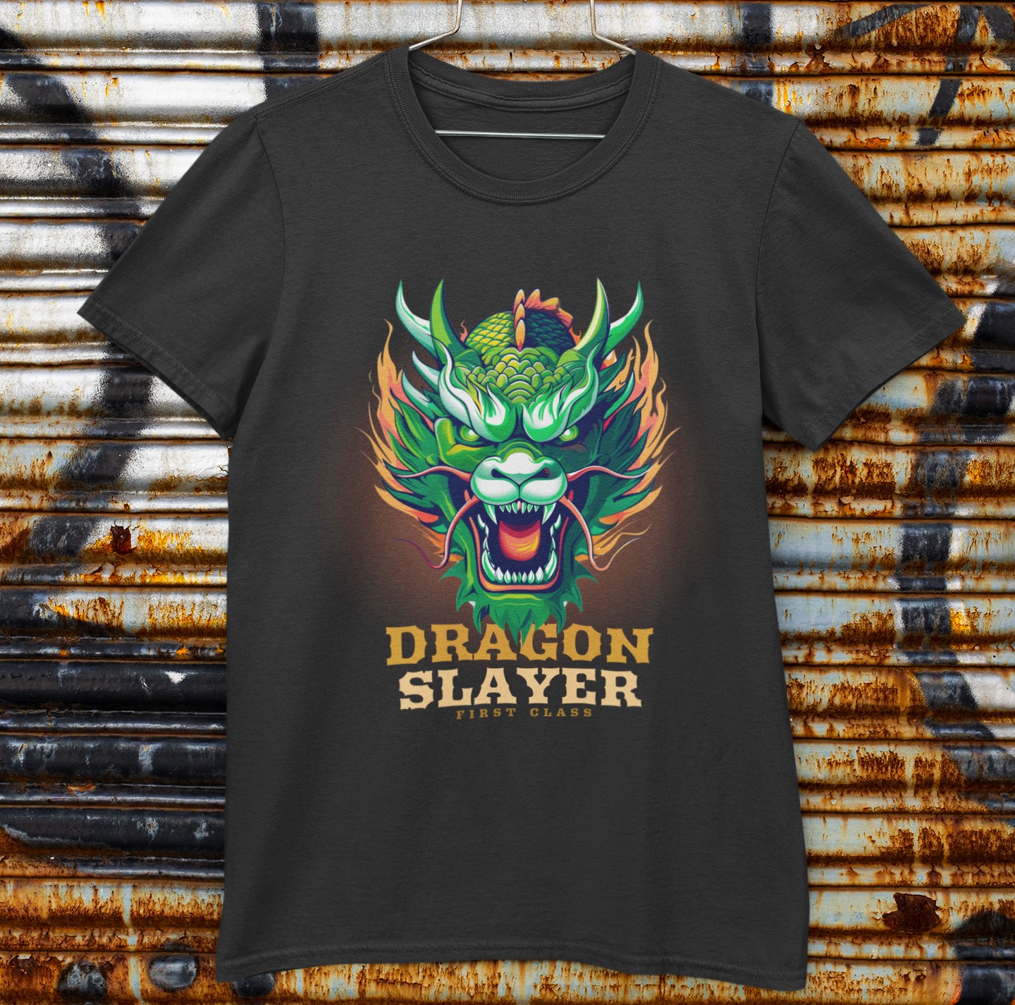 'Dragon Slayer First Class' T-Shirt. Cool dragon design for budding slayers everywhere. Original designs for original minds.