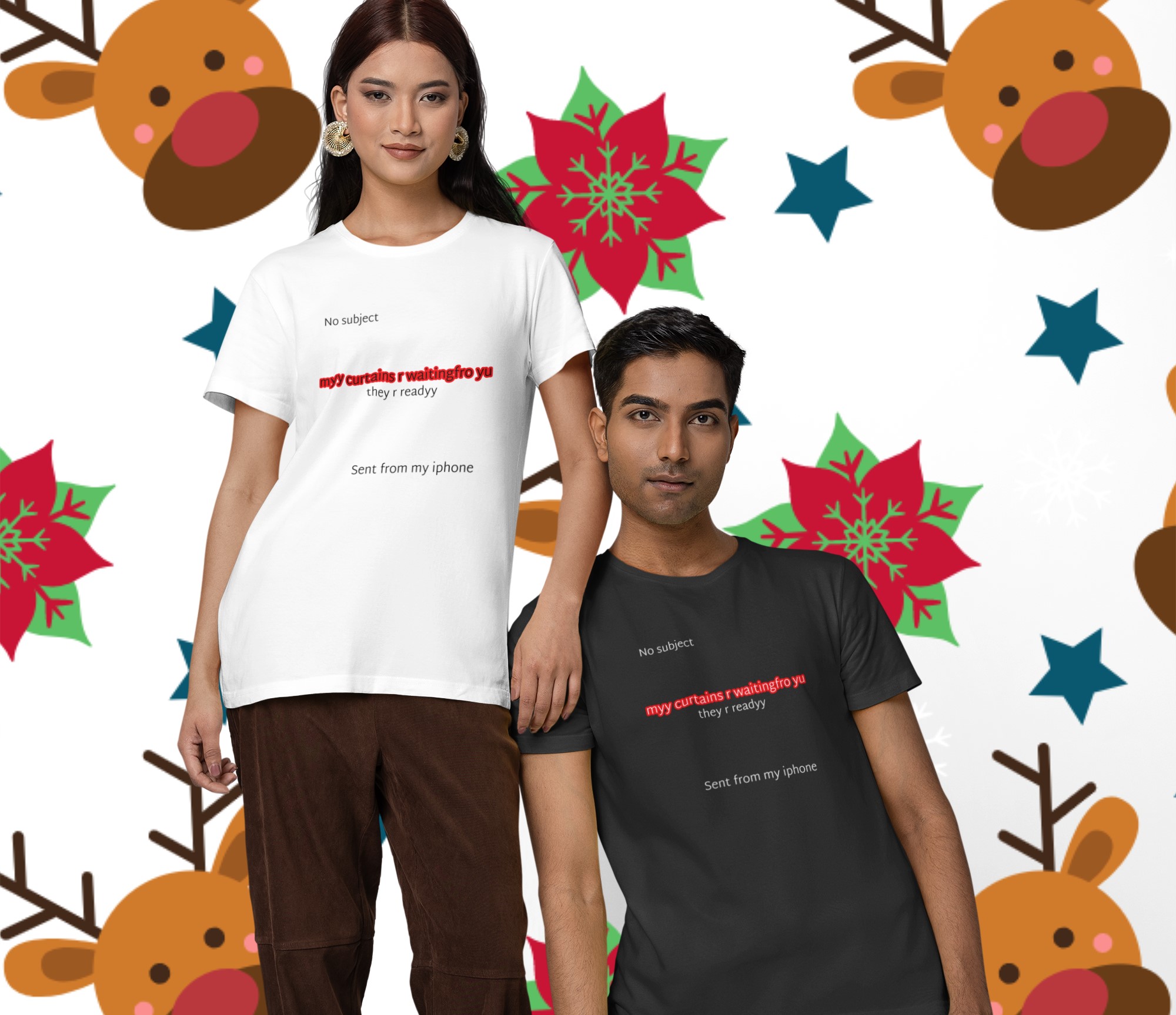 Baby Reindeer Netflix series T-shirt 'Myy curtains r readyfro yu they r readyy' purposely mispelt tee.