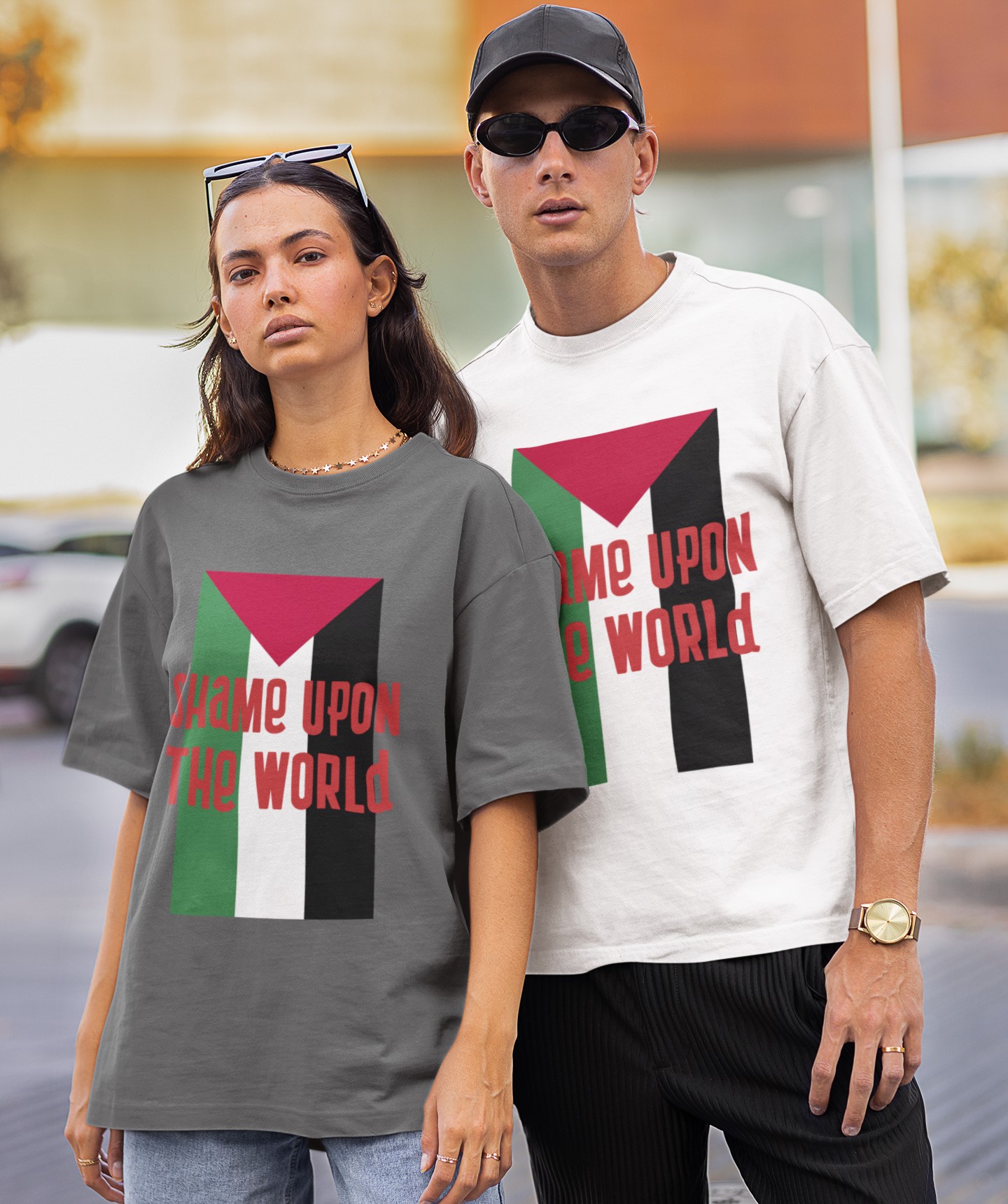 Palestine 'Shame upon the world' T-shirt highlighting the disgraceful non response to this horror in Gaza.