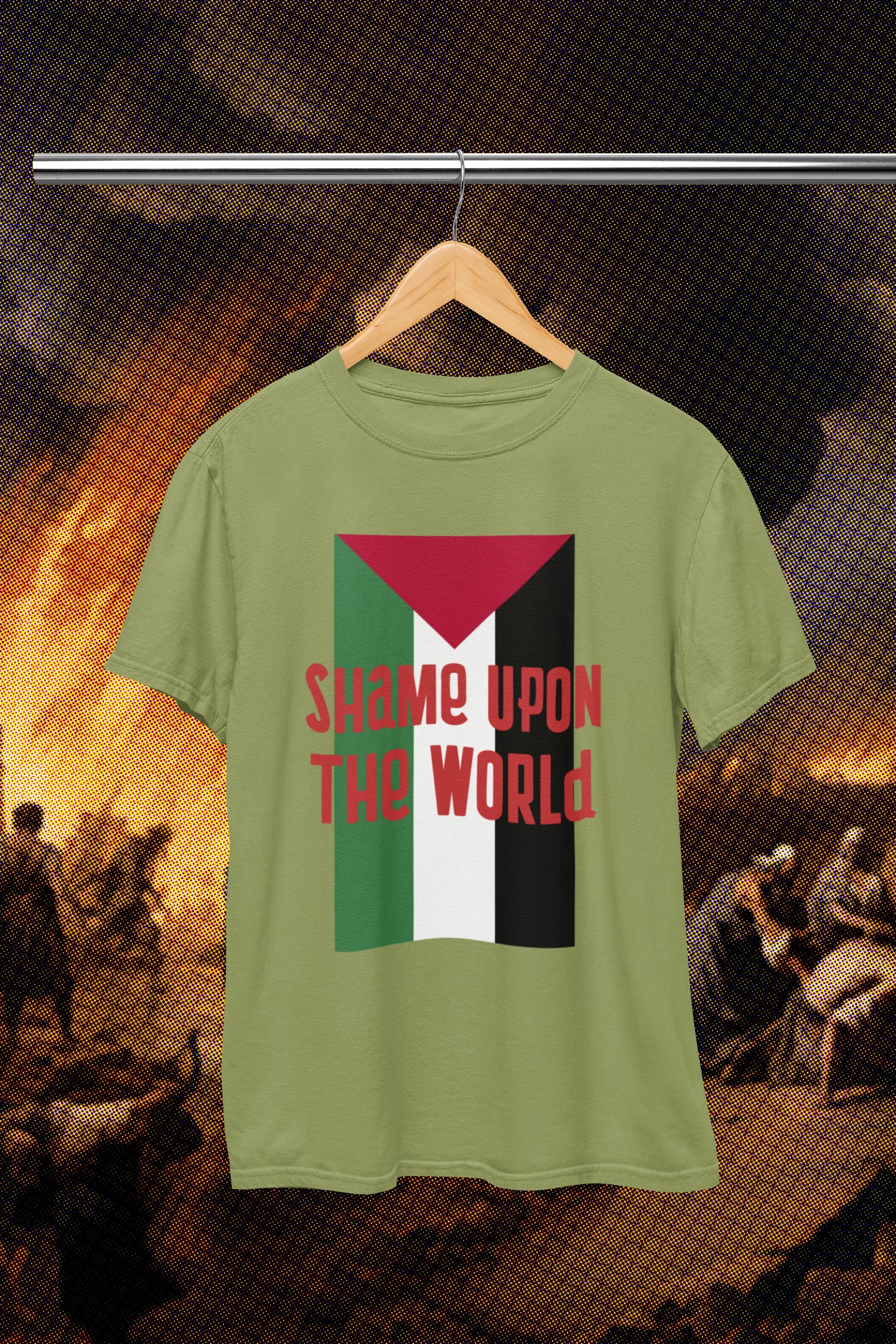 Palestine 'Shame upon the world' T-shirt highlighting the disgraceful non response to this horror in Gaza.