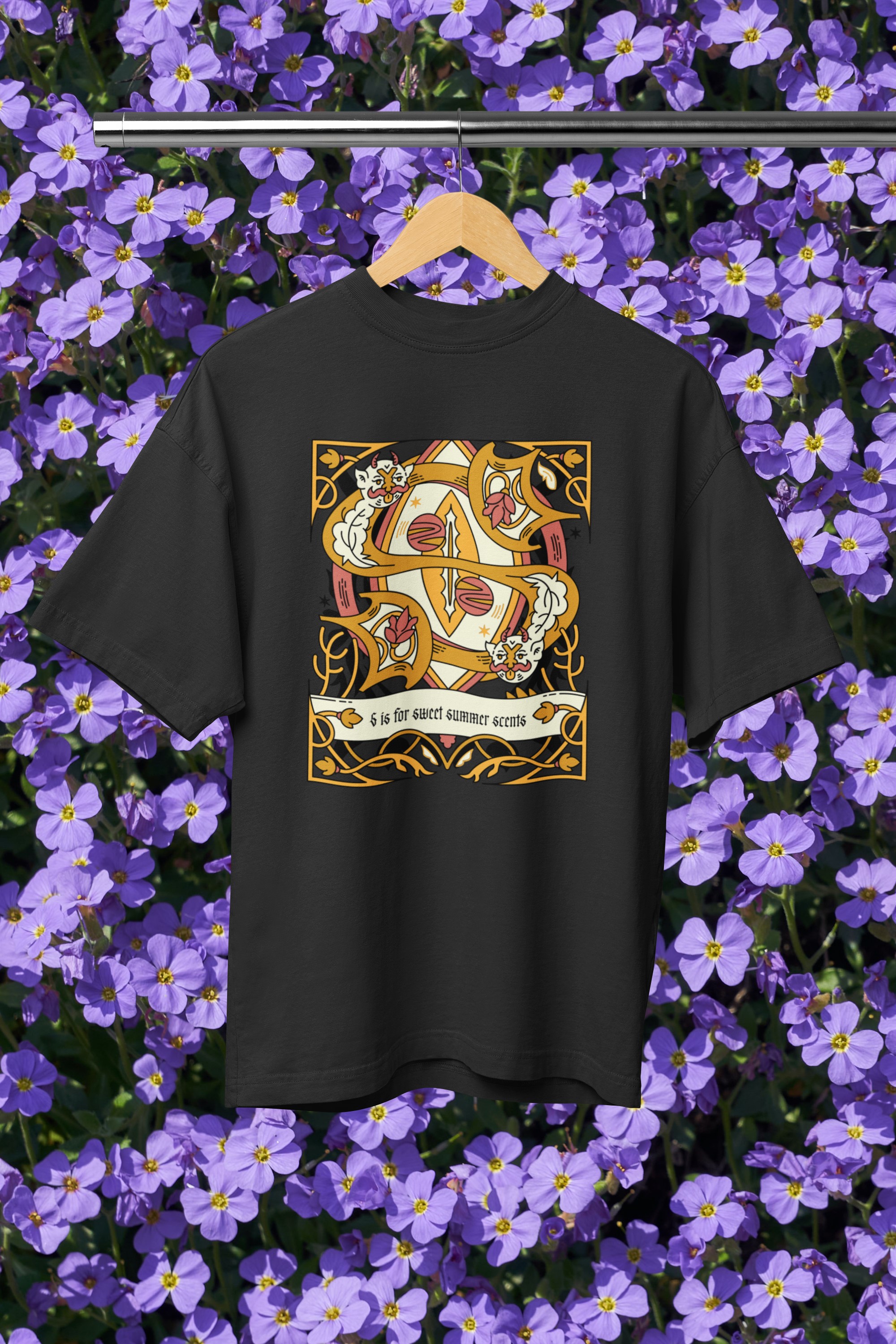 Floral design S is for Summer scents unisex T-shirt. Original designs for original minds.