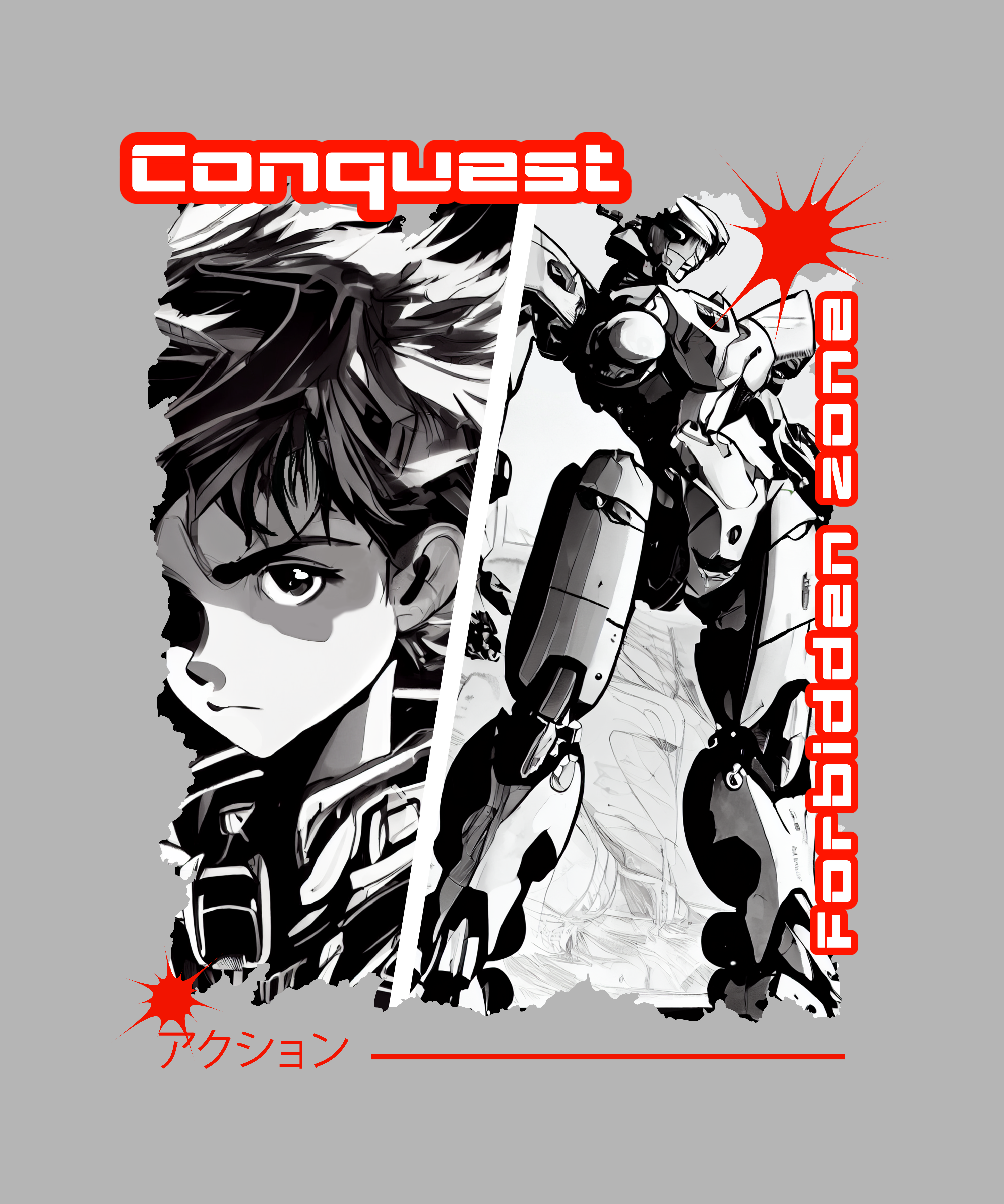 Anime Conquest Forbidden Zone Manga style T-Shirt. Unisex premium quality apparel. Original designs for original minds.