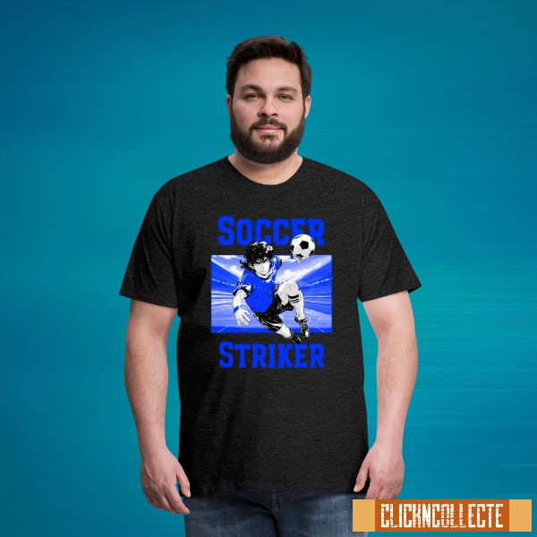 Anime style 'Soccer Striker' stylised T-Shirt. Football, Soccer casual wear. Original designs for original minds.