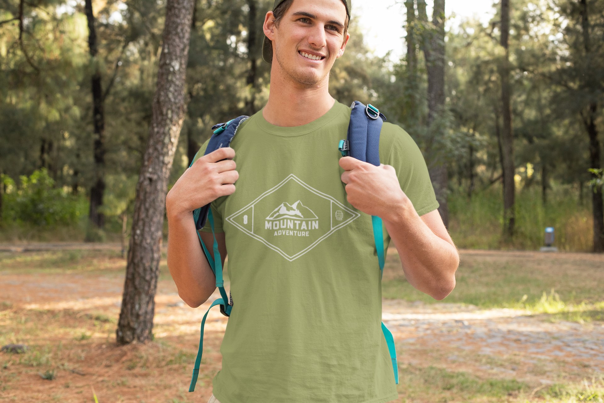 Mountain Adventure Diamond design T-Shirt Range. With climbing rope, mountains and rucksack symbols. Get out and enjoy.