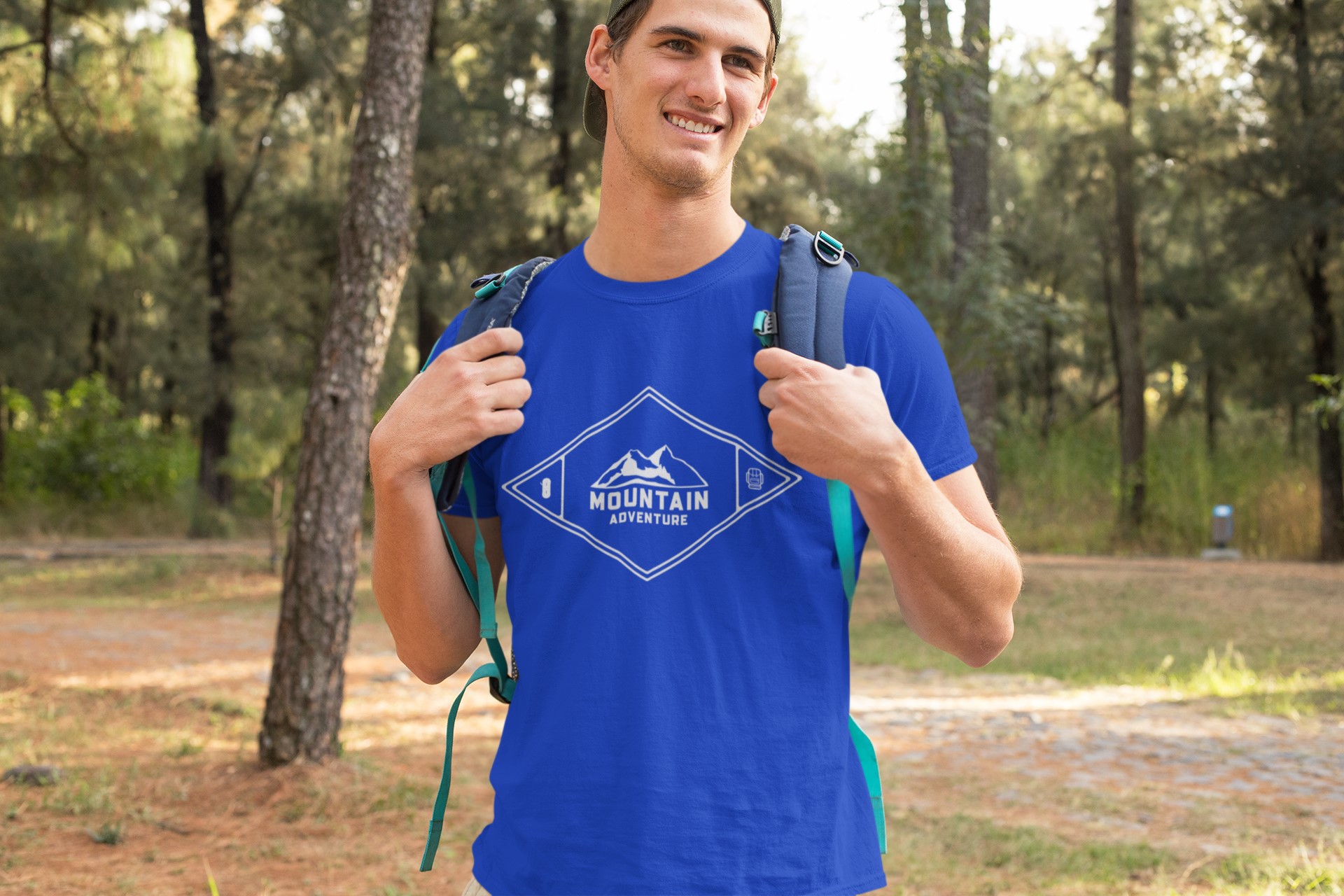 Mountain Adventure Diamond design T-Shirt Range. With climbing rope, mountains and rucksack symbols. Get out and enjoy.