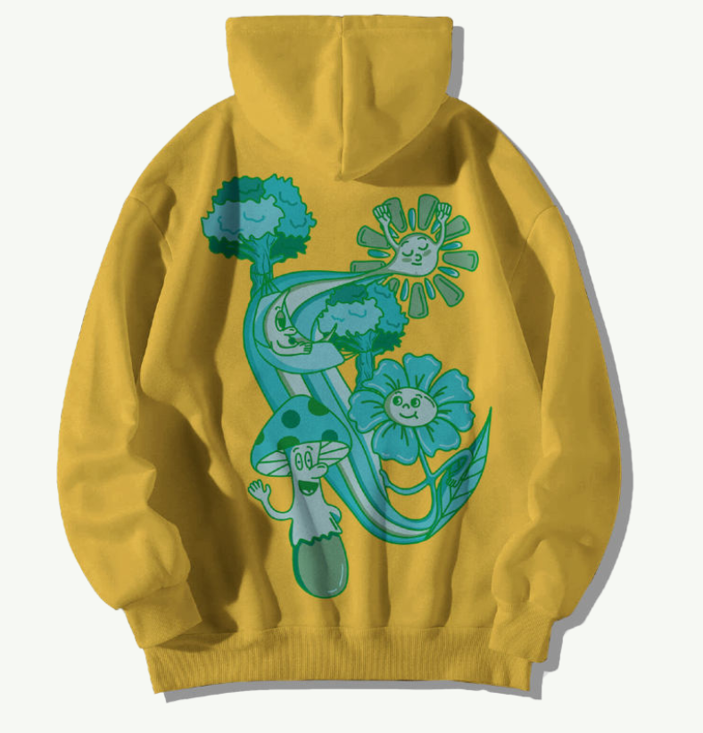 Sweat à capuche jaune, Collection Bikromik