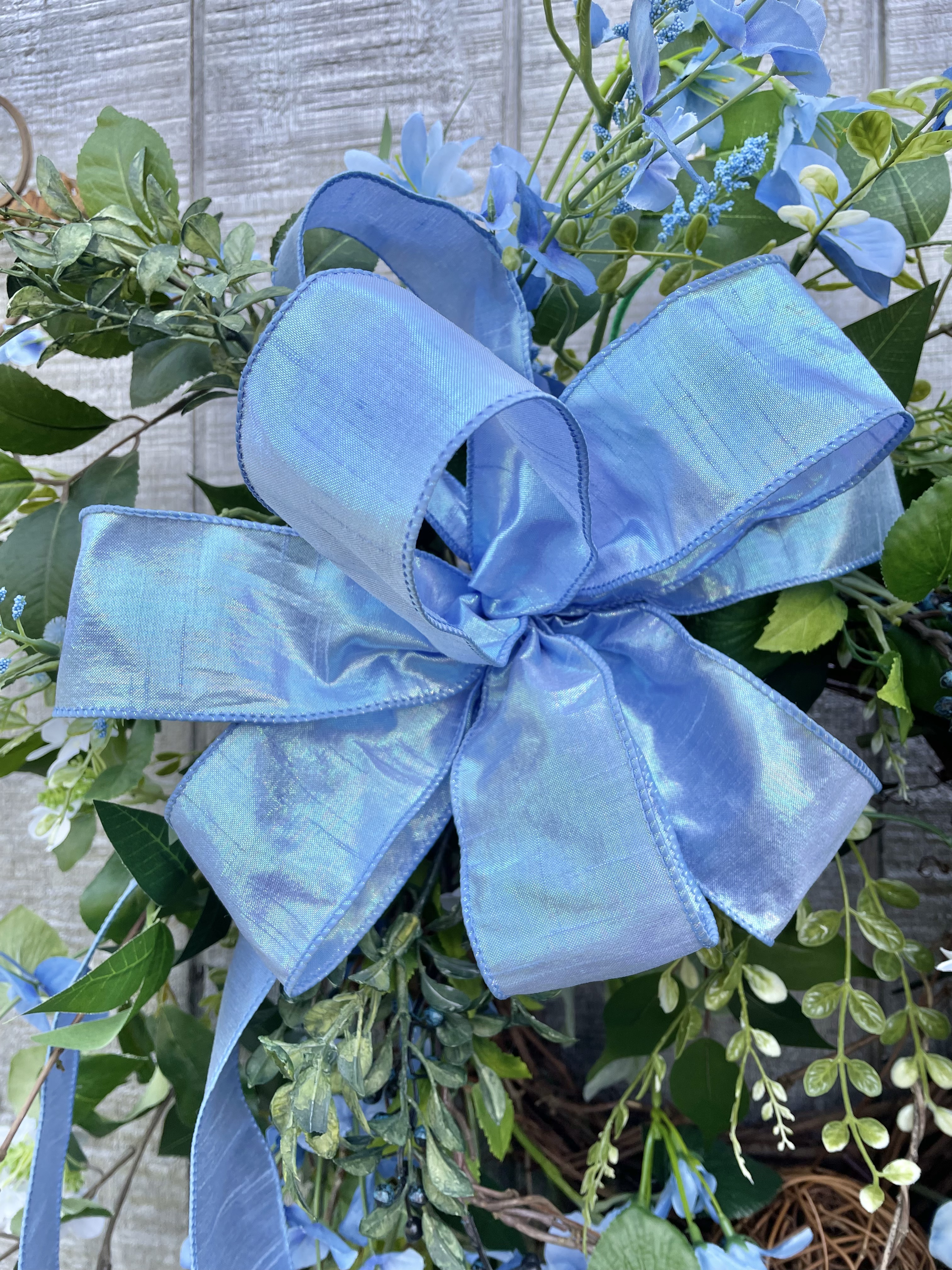 Blue hydrangea wreath, Elegant, Romantic, Woodland wedding 