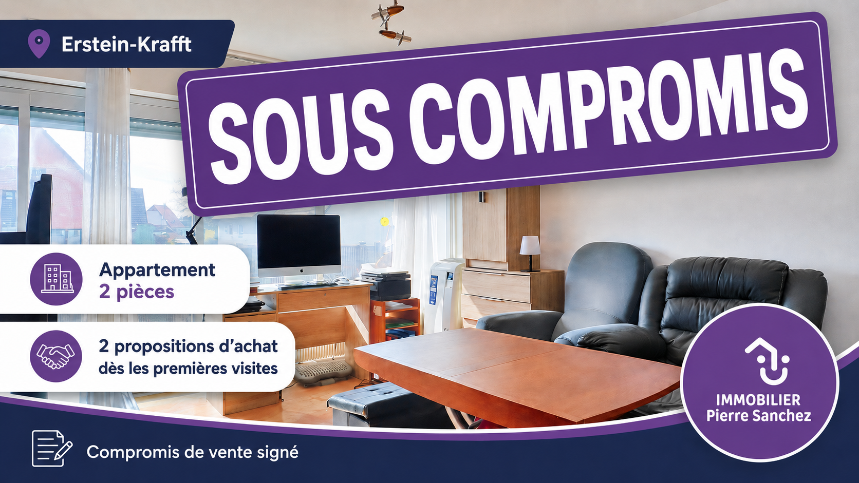 Erstein-Krafft - 2 pièces de 51.45 m² avec terrasse, cave et parking collectif