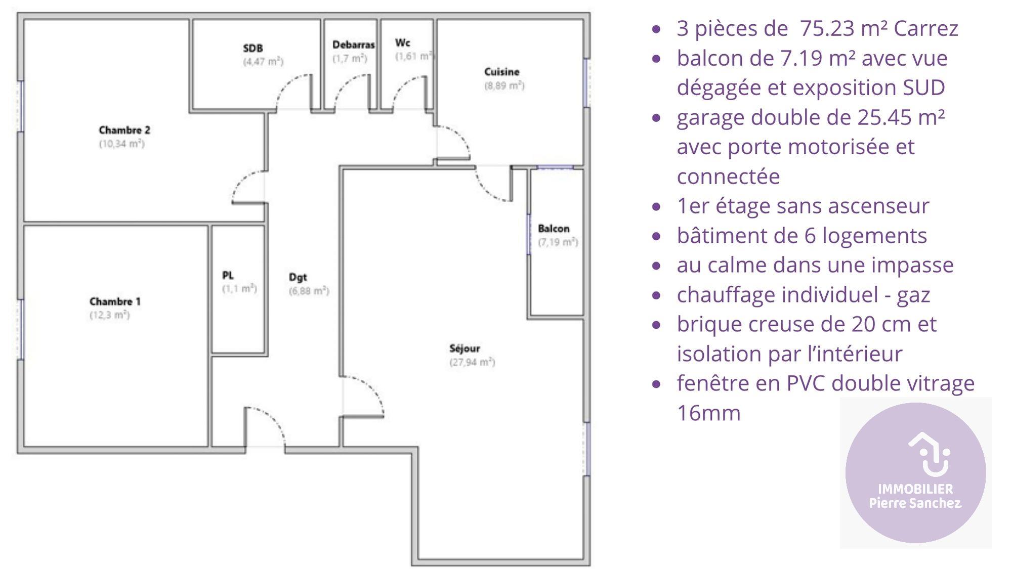Wasselonne - appartement 3 pièces 75.23 m² avec balcon et garage double