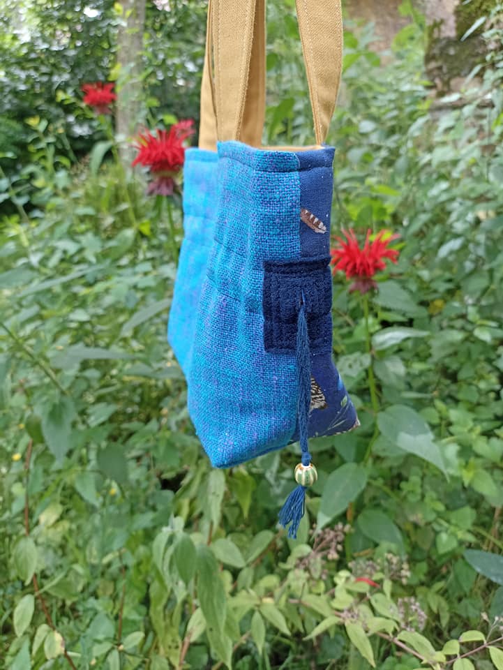 Petit sac-pochette en tissu imprimé chouettes, fabriqué à la main