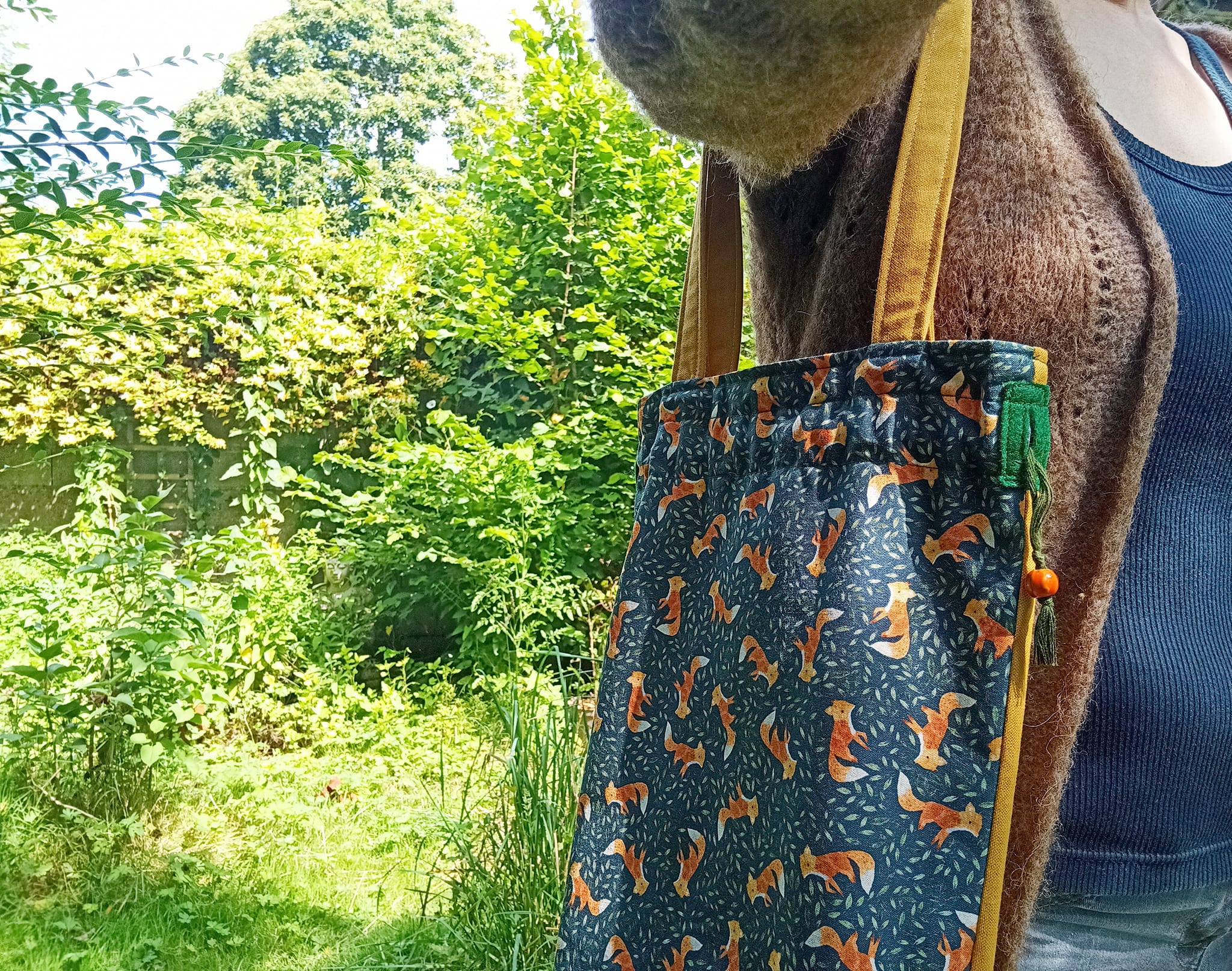 Sac en coton souple, motifs renards