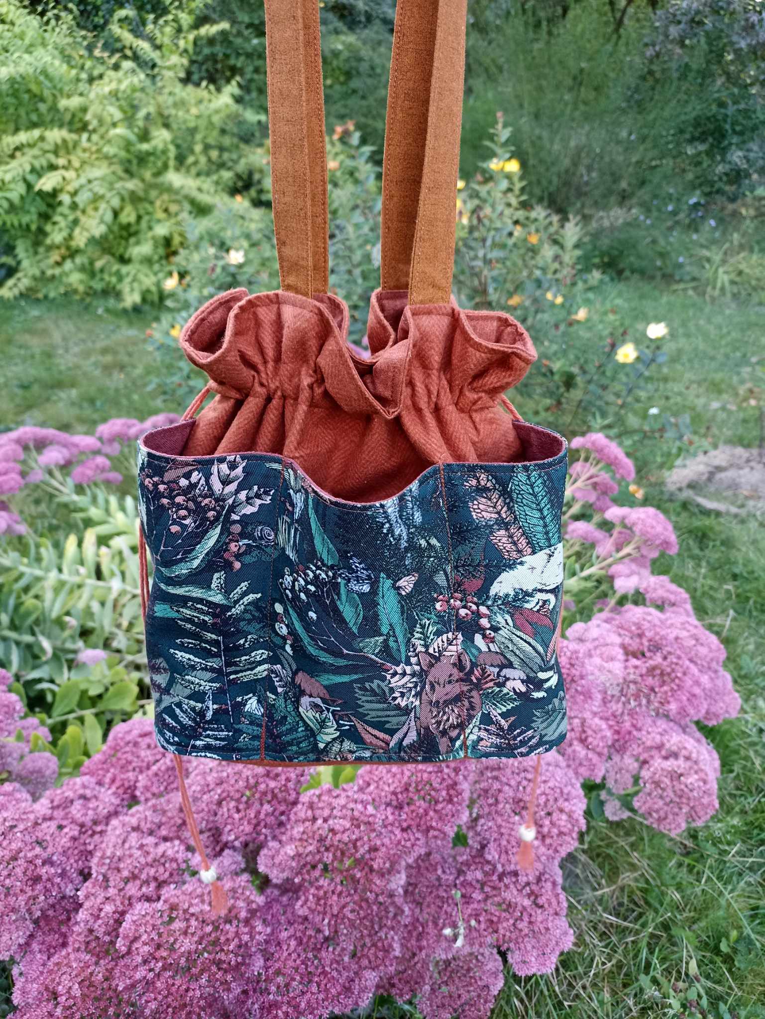 Sac en tissu, automne renard écureuil, fait main